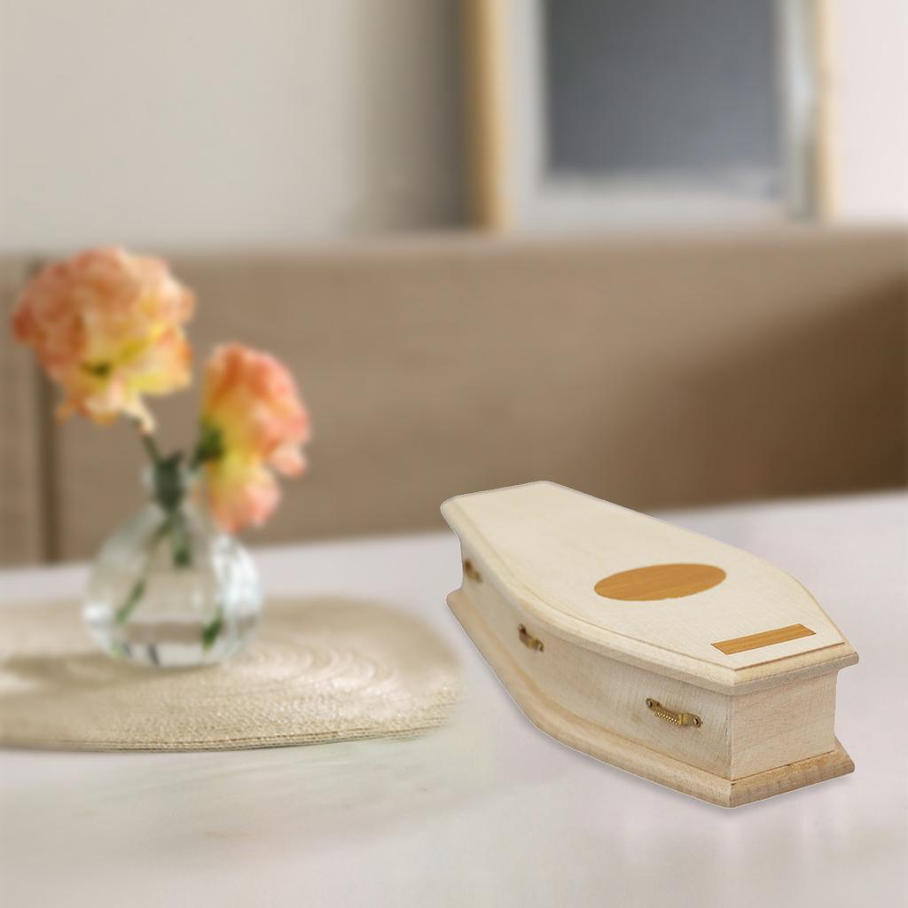 1/12 Scale Dollhouse Miniature Wood Casket,Simulation Model Baby Doll Furniture Supplies,Halloween Scenery Ornaments