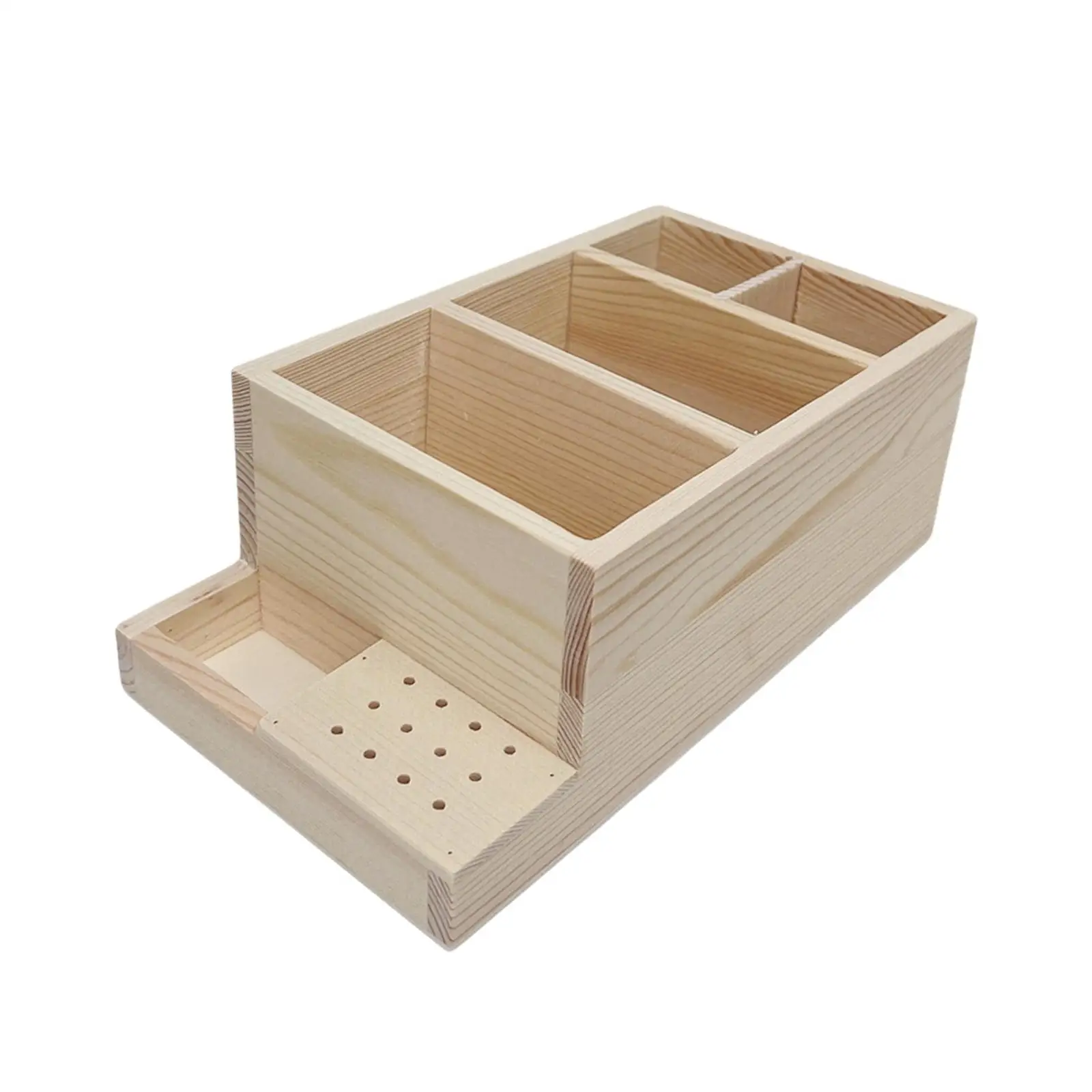 Wooden Nail Drill Machine and Bits Holder Stand Nail Art Accessories Manicure Tools Box for Home Nail Practice DIY Container