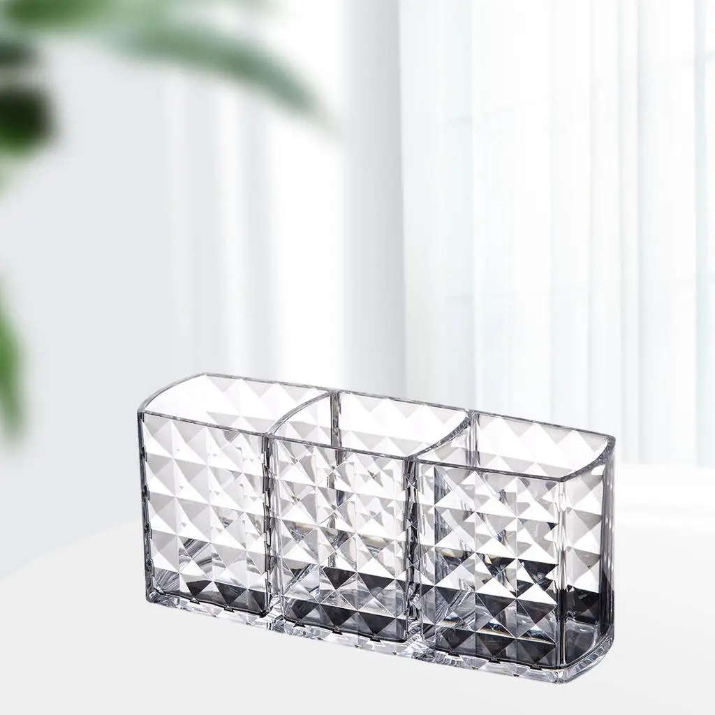 Acrylic  Holder Pen Pencil Cup Holder Cosmetic Storage Case Desktop Stationery Organizer Compartments for 