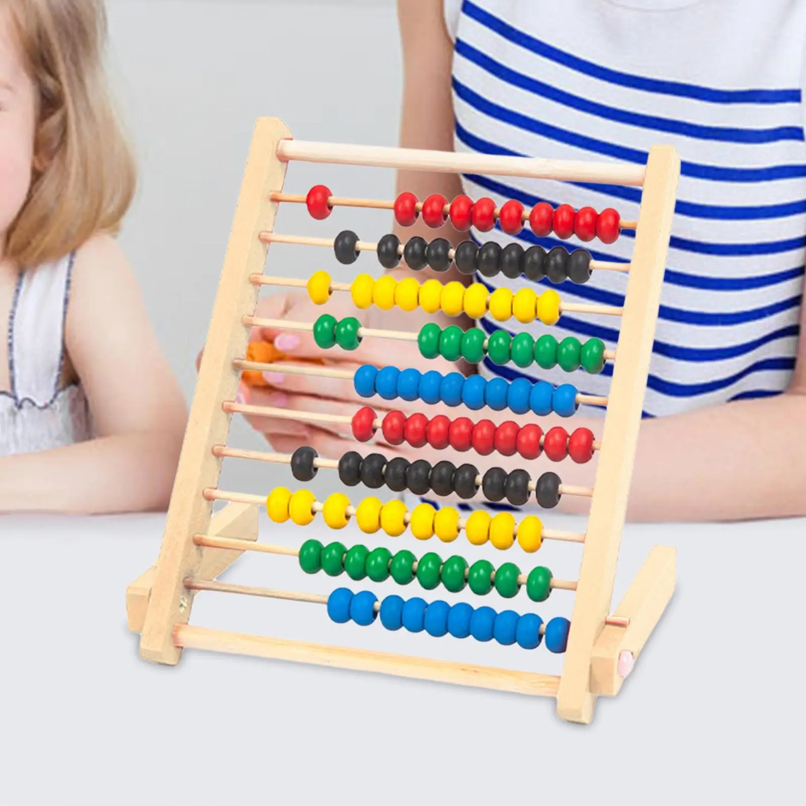 Addition and Subtraction Kids Boys Girls 10 Row Wooden Counting Frame Abacus