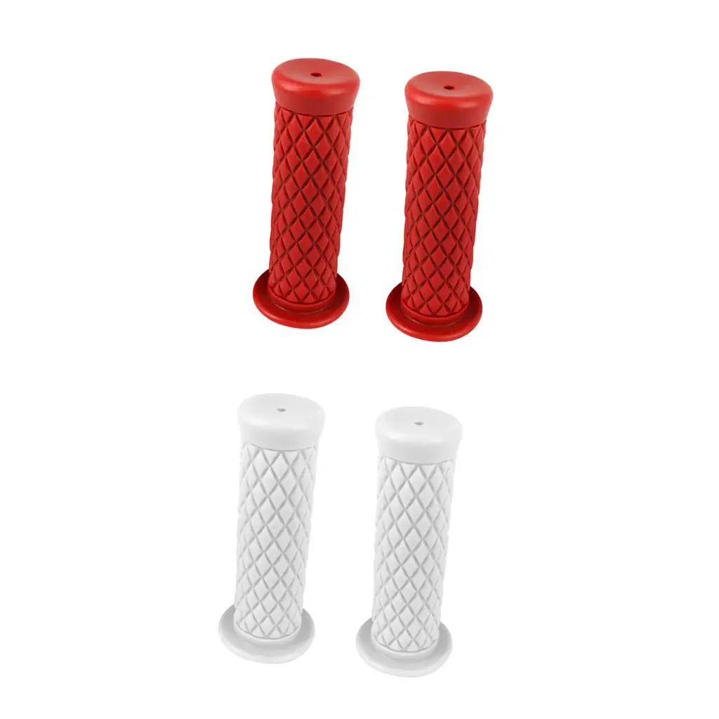 2 Pair Motorbike Motorcycle Handlebar Handle Bar Grips Red and White - 22mm/24mm