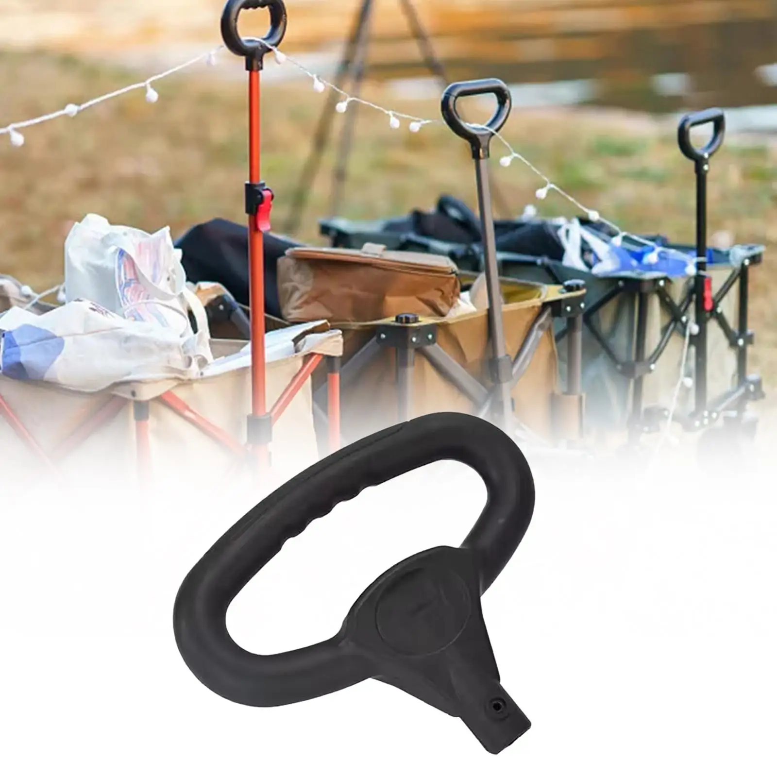 Wagon Cart Push Handle Black Replacement Part Durable Hand Truck Handle Comfortable Gripping for Garden Cart Gardening Camping