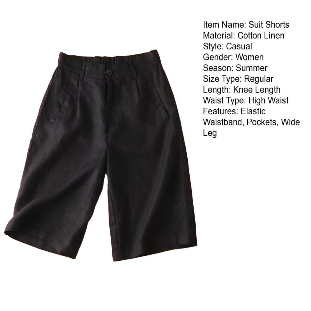 Breathable Cotton Linen Shorts Japanese Retro High Waist Wide Leg