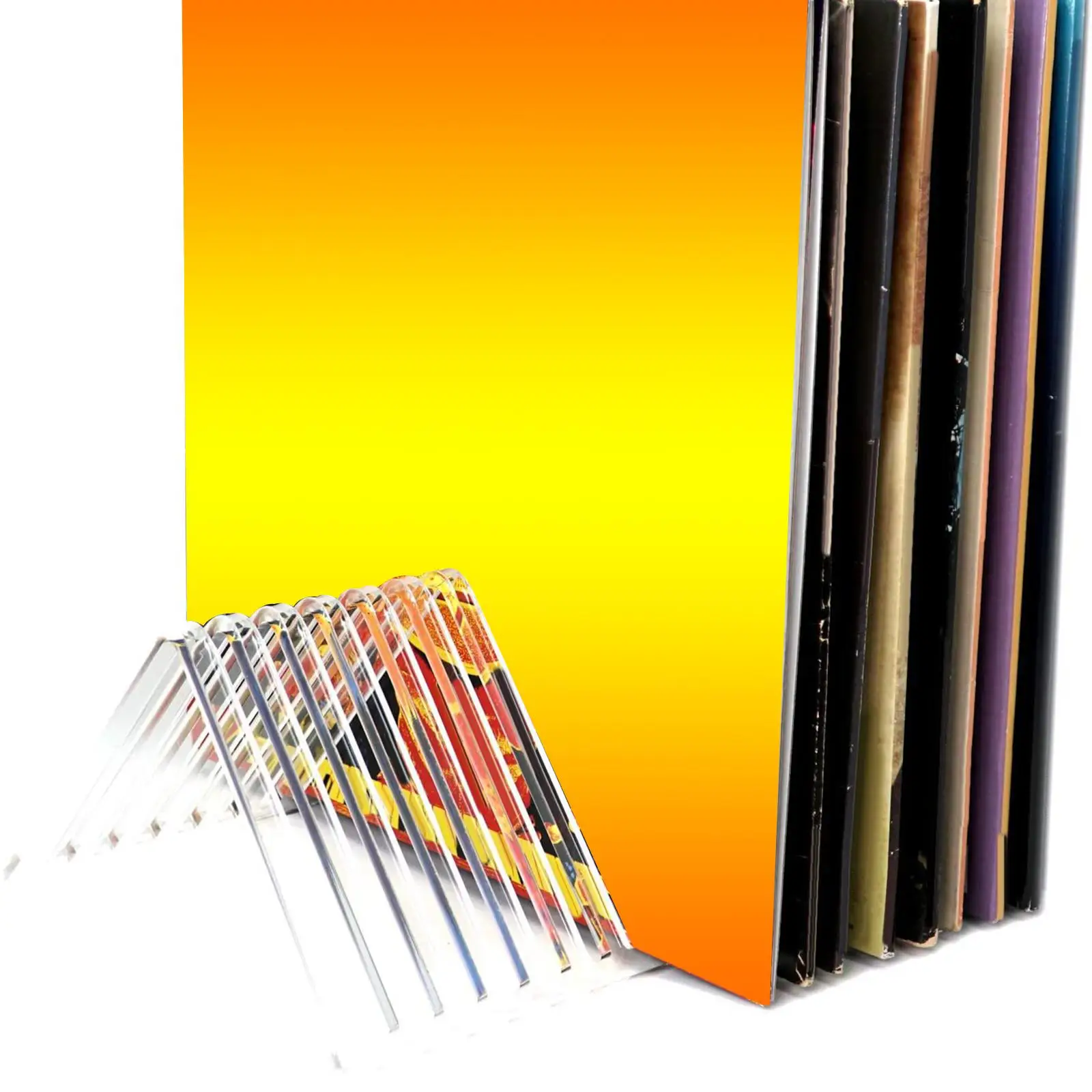 Vinyl Record Storage - Clear Acrylic Holder - Premium Design, Stores and support 12 Albums