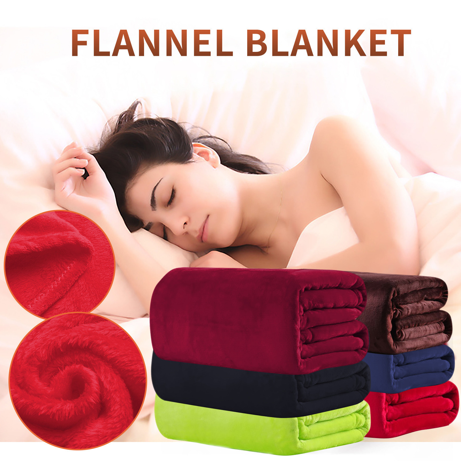 Title 1, Soft Warm Coral Fleece Blanket Winter Sheet Bed...