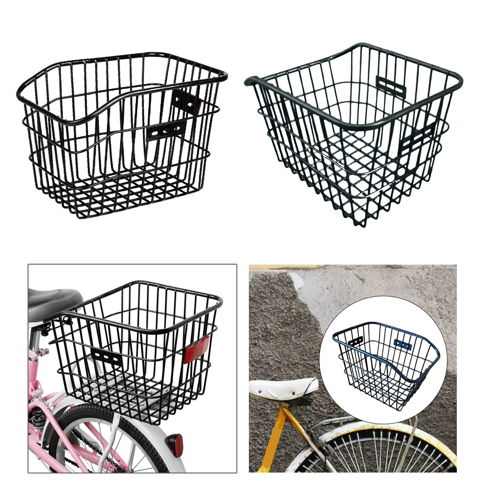 Portable Rear  Basket Detachable Waterproof Metal Quick Release  Basket for Outdoor Shopping