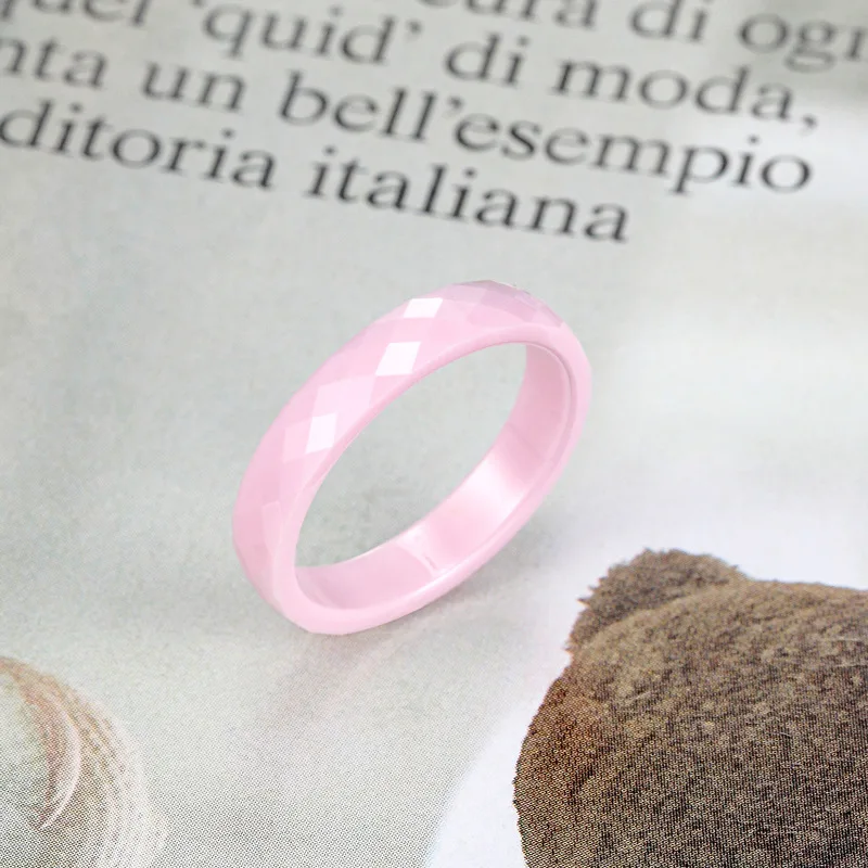 Kolmnsta 4/6 mm rosa Keramikring für Damen, handgeschnitten, hochwertiger Schmuck ohne Kratzer, Unisex-Ringe, allergiefrei, Schwarz, Weiß – Detail 2