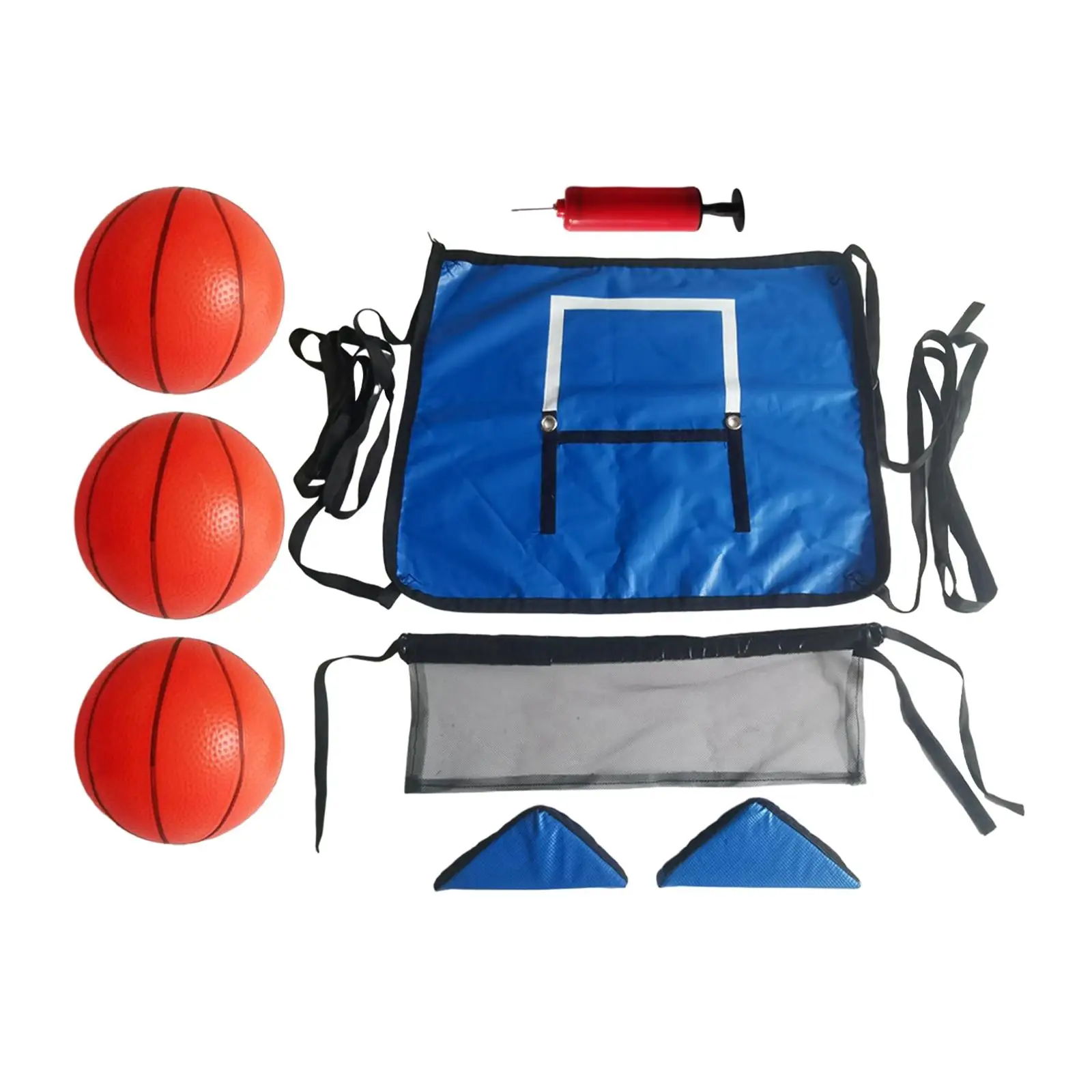 Trampoline Basketball Hoop with Pump and Ball Waterproof with Connection Ropes Sun Protection Easy Install Lightweight Backboard