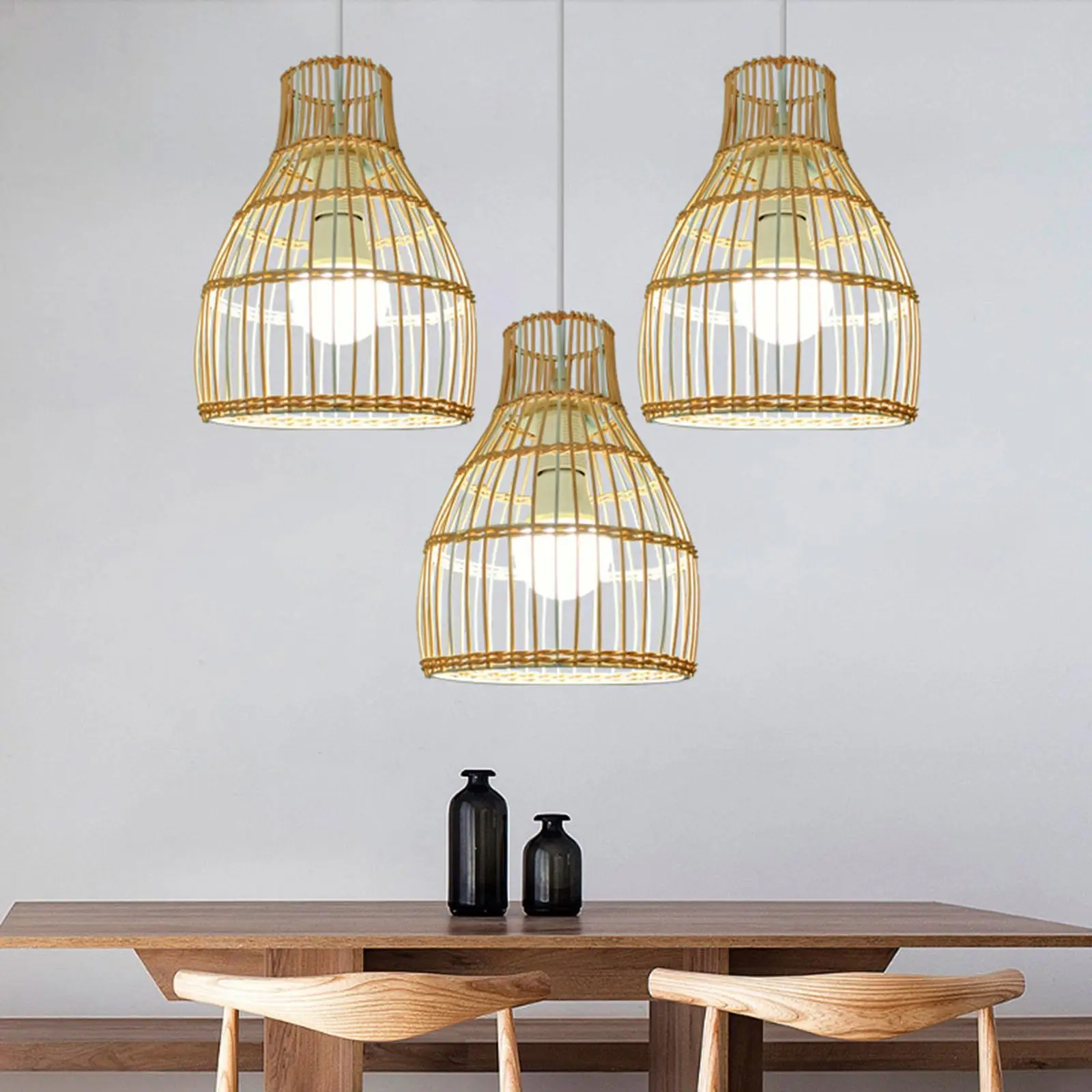 Rural Style Rattan Chandelier Lampshade Lamp for Dining Room Lampshade Decor  Living Room Table Cafe Restaurant 