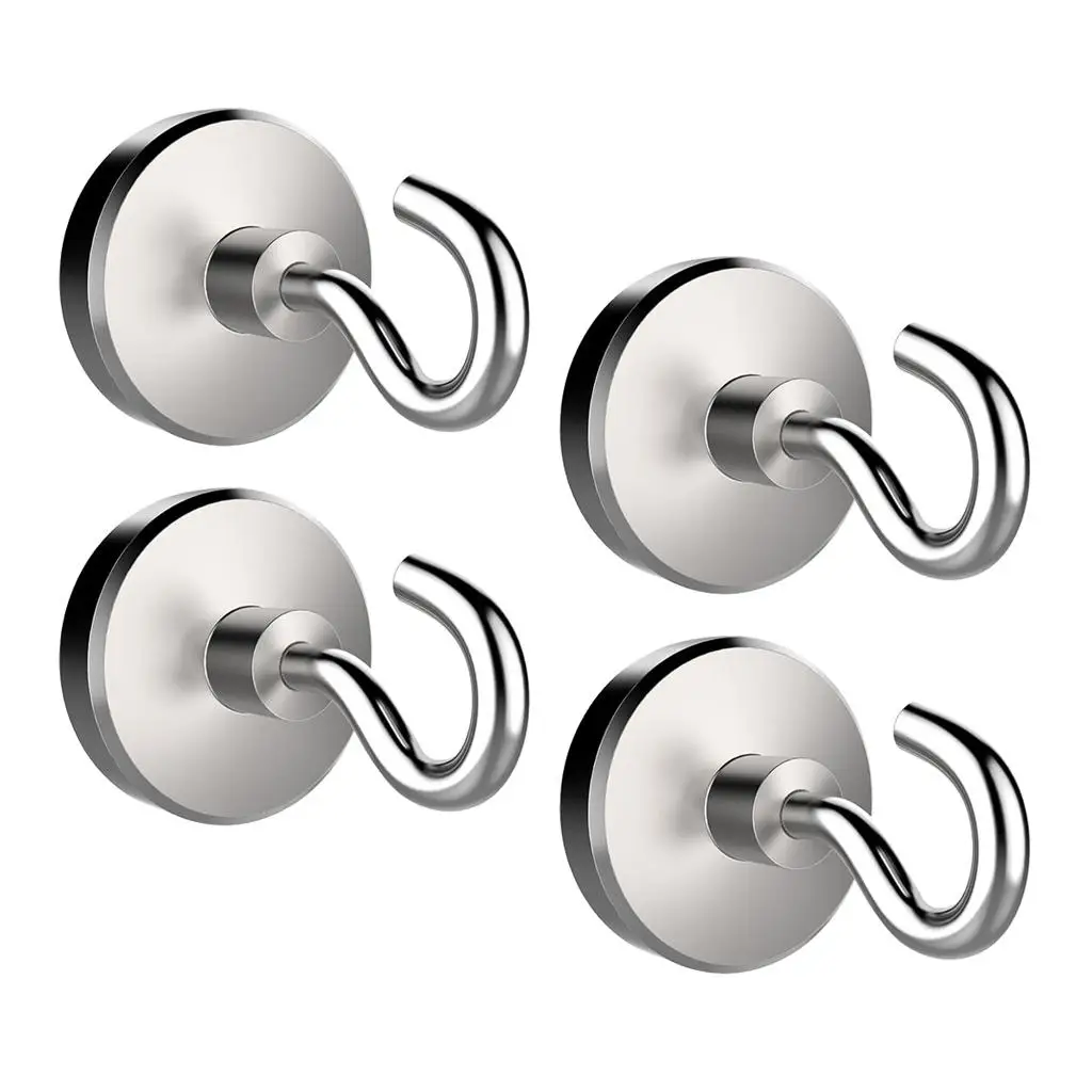 13X 4pcs Magnetic Hooks Hangers for Bathroom Kitchen Bedroom Garage 16mm Base