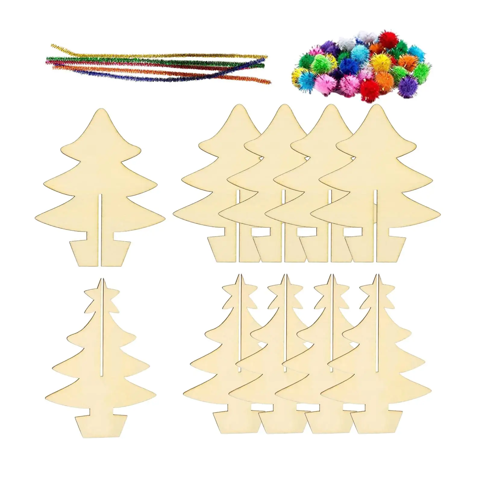Christmas Tree Wood Slices Painting Set DIY Crafts for Holiday Decoration Family Activities Party Favor Supplies Boys Girls Kids