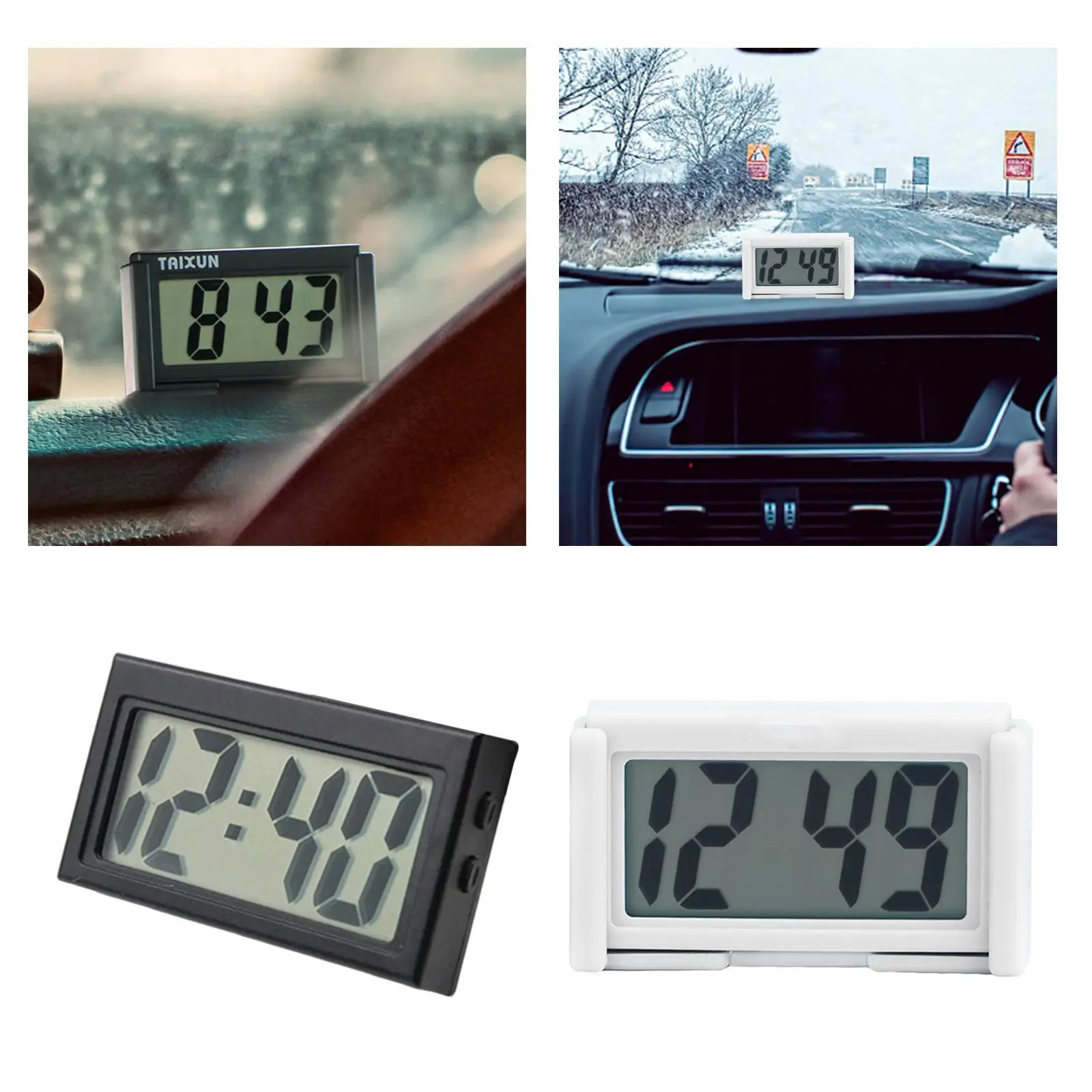 Mini Car Clock LCD Large-Screen Stick Car Truck Dashboard