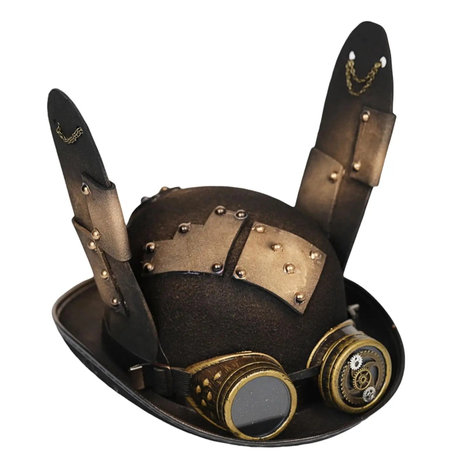 Elegant Steampunk Goggles Black Top Hat Unisex with Bunny Ears Costume Party Cosplay Costume Retro Steampunk Goggles Glasses