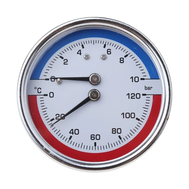Thermo-manometer Kessel Temperatur & Manometer 0-120 ℃ 0-10 Bar Mearsuring  Palette Fitting-für Boden Heizung Drop Verschiffen - AliExpress