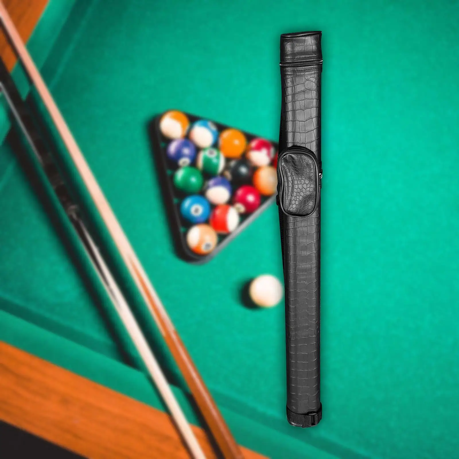 Pool Carrying Case Retro Style Classic 2 Holes Waterproof 1/2 Billiard for Games Sports Billiard Room Black