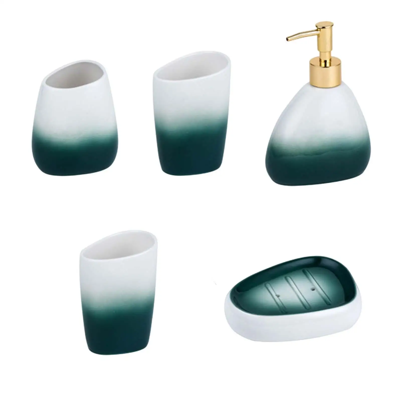 5x Ceramic Bathroom Accessories Set Toothbrush Holder Decor for Washing Room