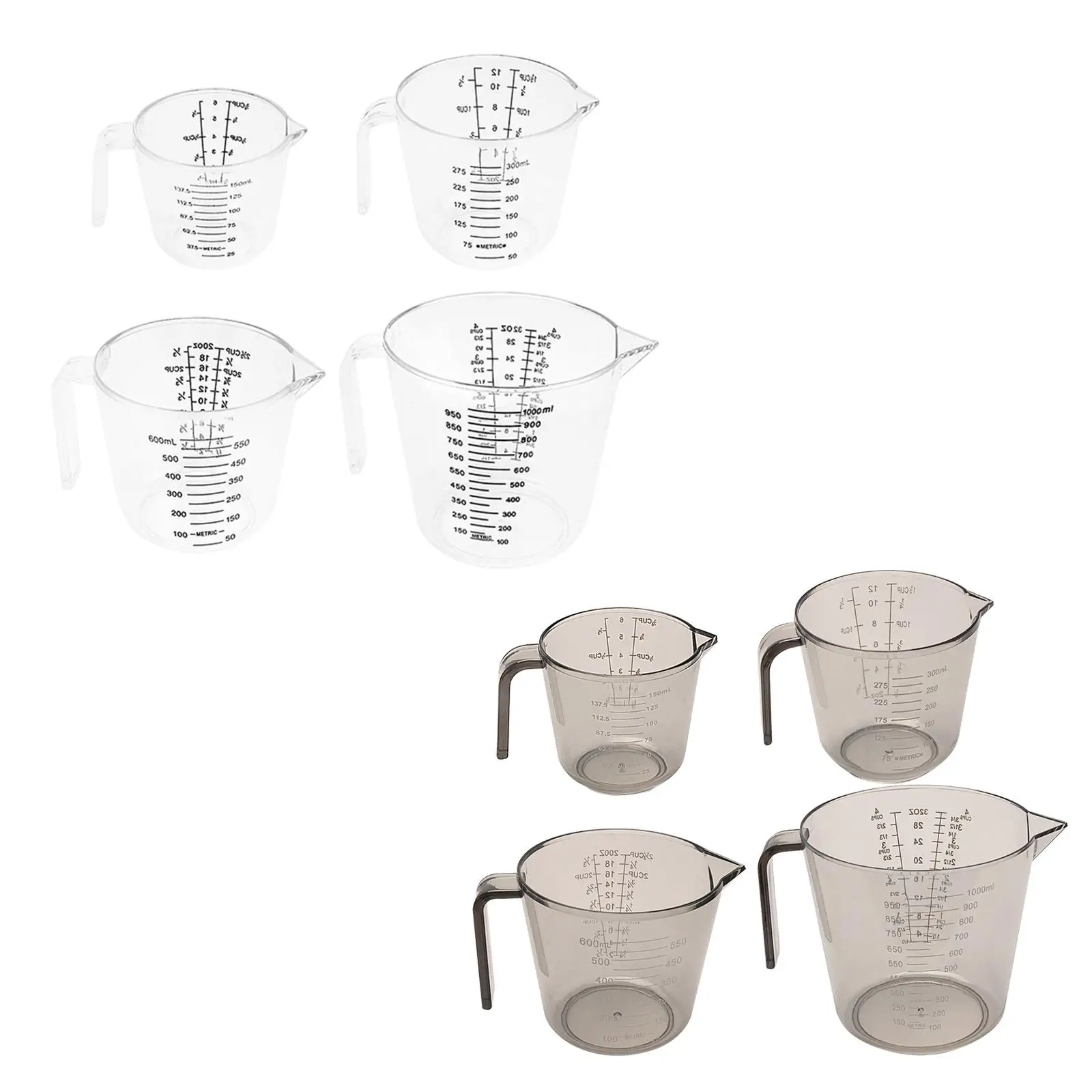 4Pcs Measuring Cups Coffee Durable Reusable Scales Beaker Transparent with Handle Measure Jugs Container for Kitchen Fittings