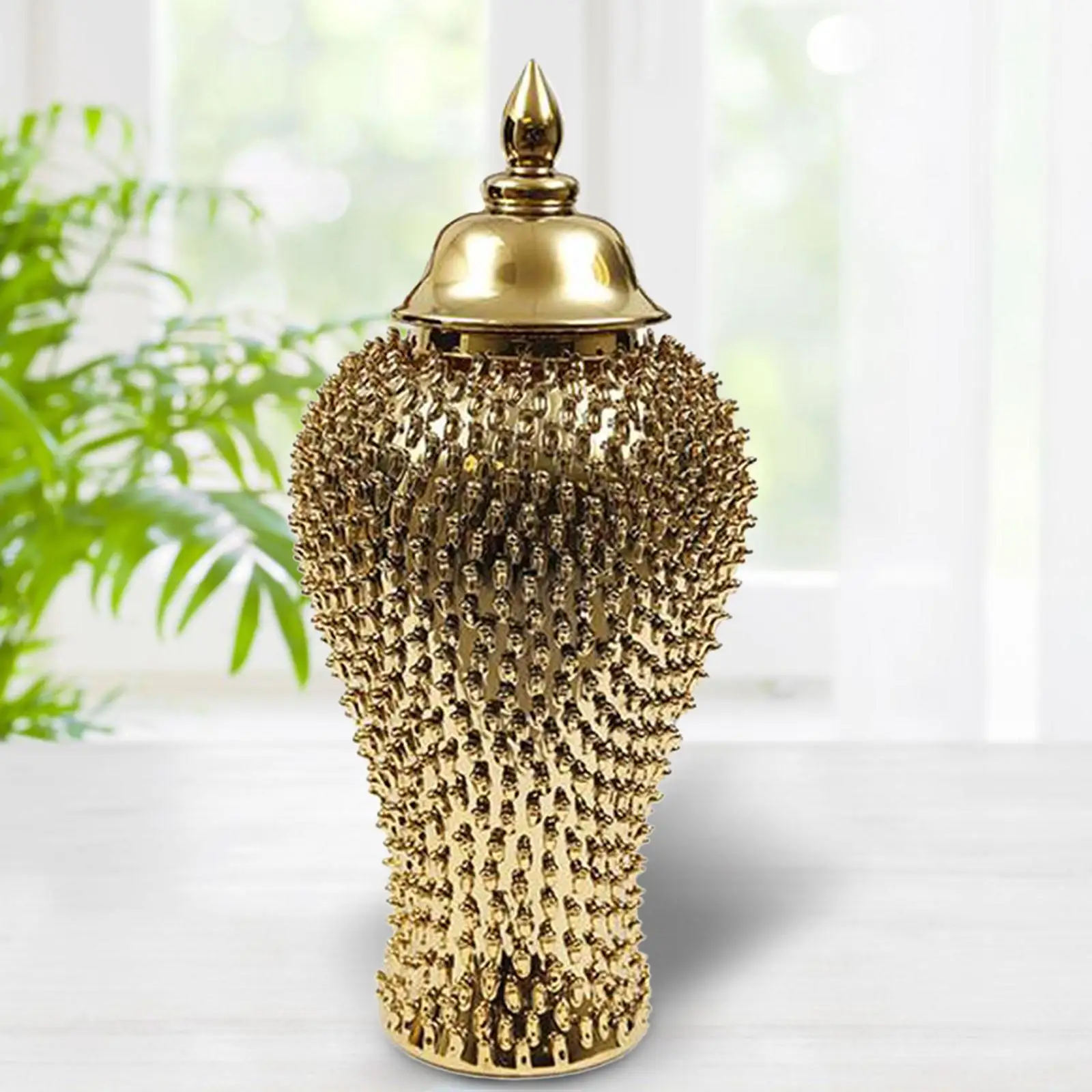 Traditional Ceramic Ginger Jar Porcelain Storage Tank Flower Vase for Office