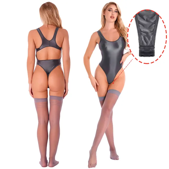 Womens See Through Mesh Open Crotch Bodysuit High Cut Thong Leotard  Swimsuit Lingerie Sexy Crotchless Underwear