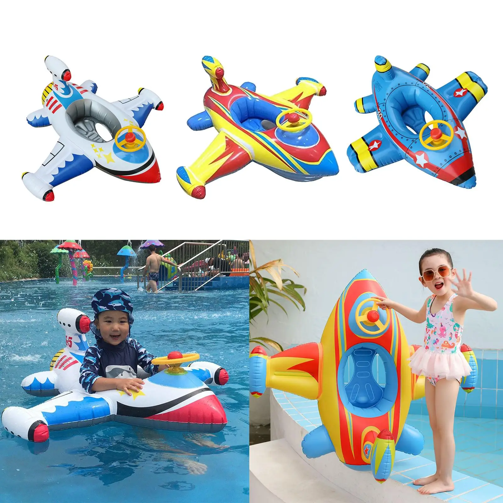  Inflatable Float Swimming  Swimming  for Toddler,  w/ Steering Wheel Gift