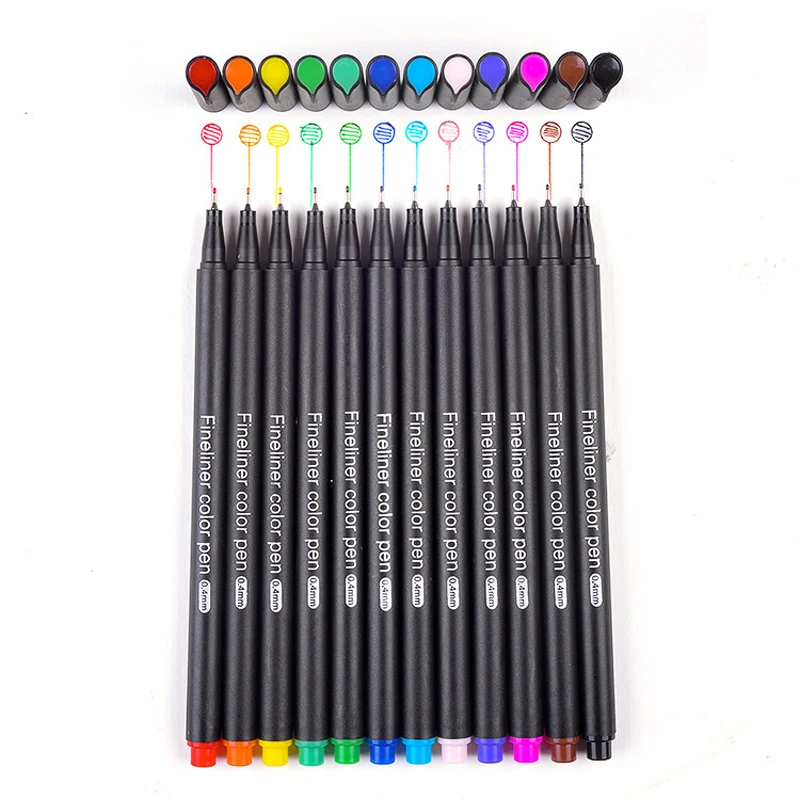 12-Farben-Set Art Marker 0,38 mm Micron Liner Fineliner Stifte für Metallic Marker Draw Pen Farbe Skizze Briefpapier – Detail 1