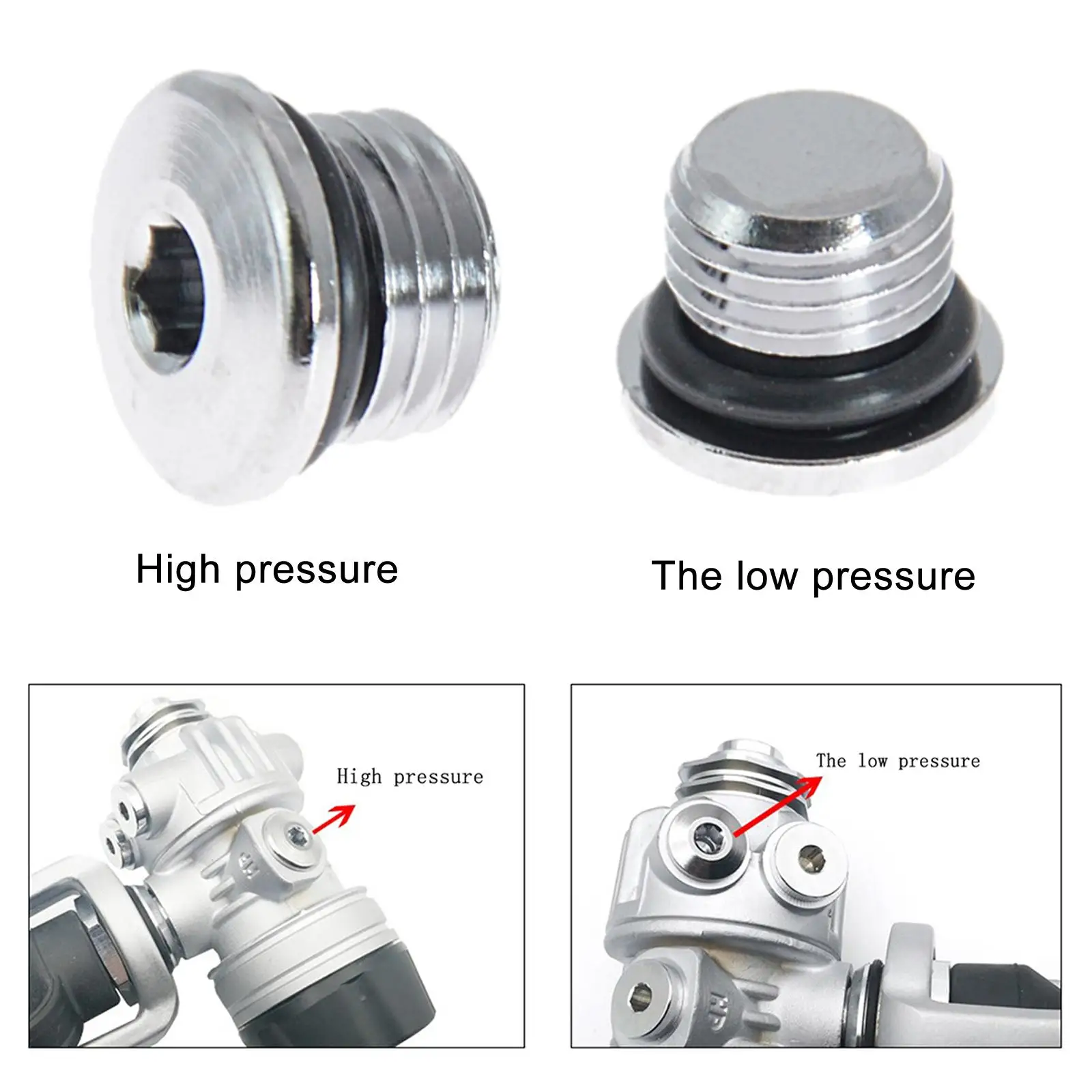 Scuba Regulator Port  Plug 3/8 `` / 7/16 `` LP High Pressure Low Pressure Sealed  Screws