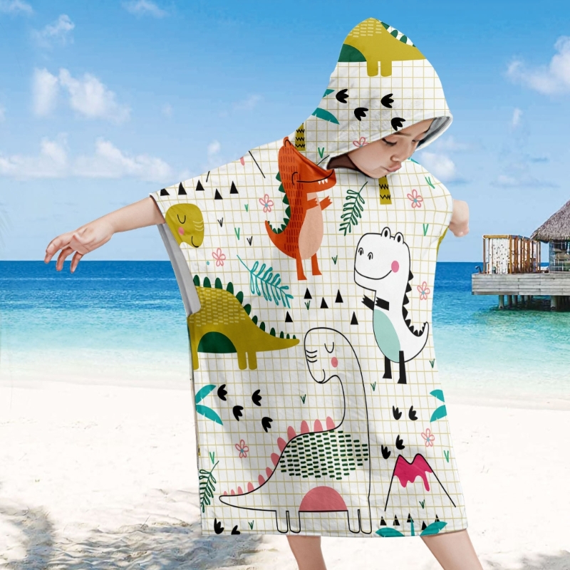 Kinder Kapuze Handtuch Poncho für Kinder Strand tuch Schwimmbad Badet uch Surfen Drops hipping – Detail 7