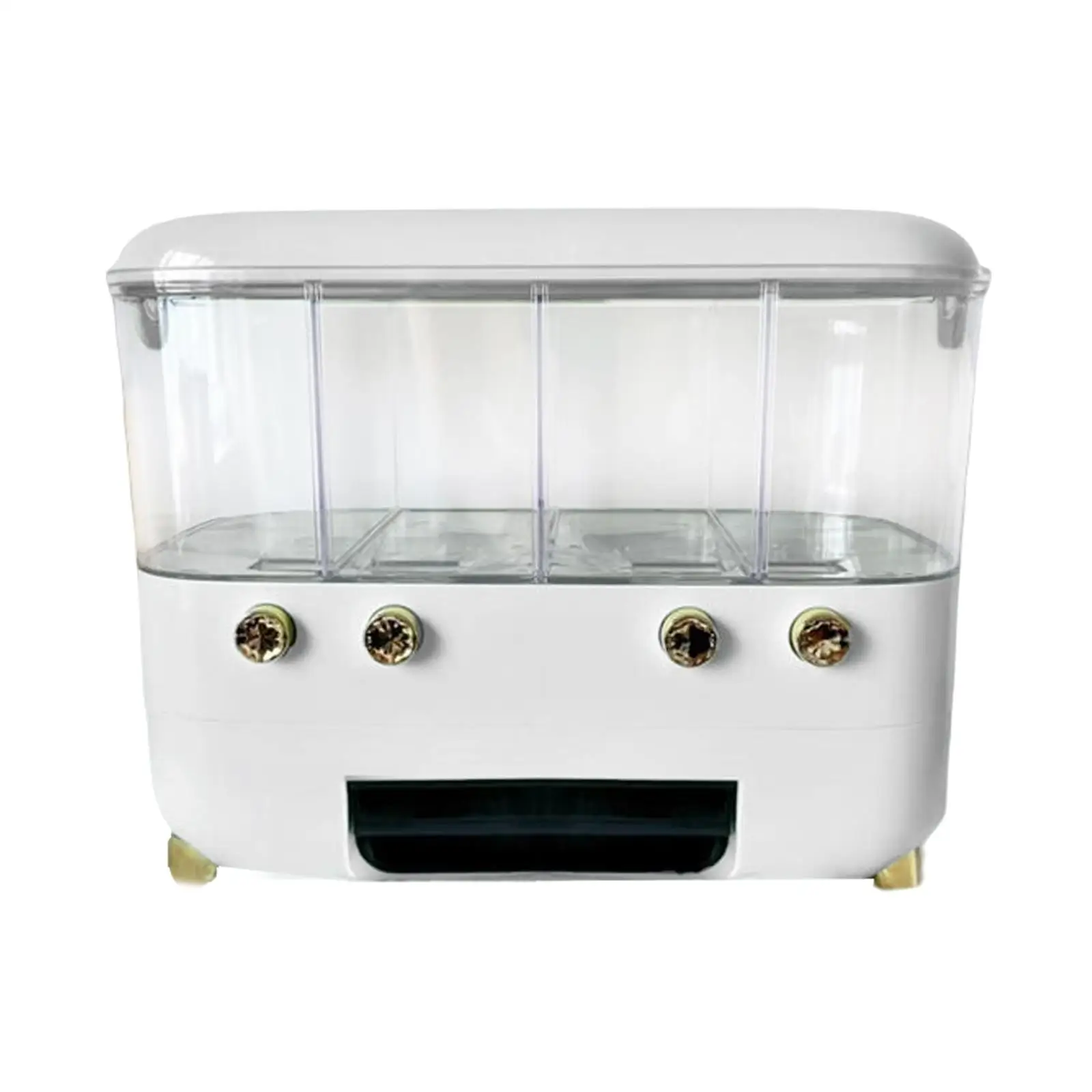 Kitchen Grain Cereals Dispenser Rice Bucket 4 Grid Easily Clean with Lid for Soybeans, Corn, Rice, Red Beans Smooth Surface