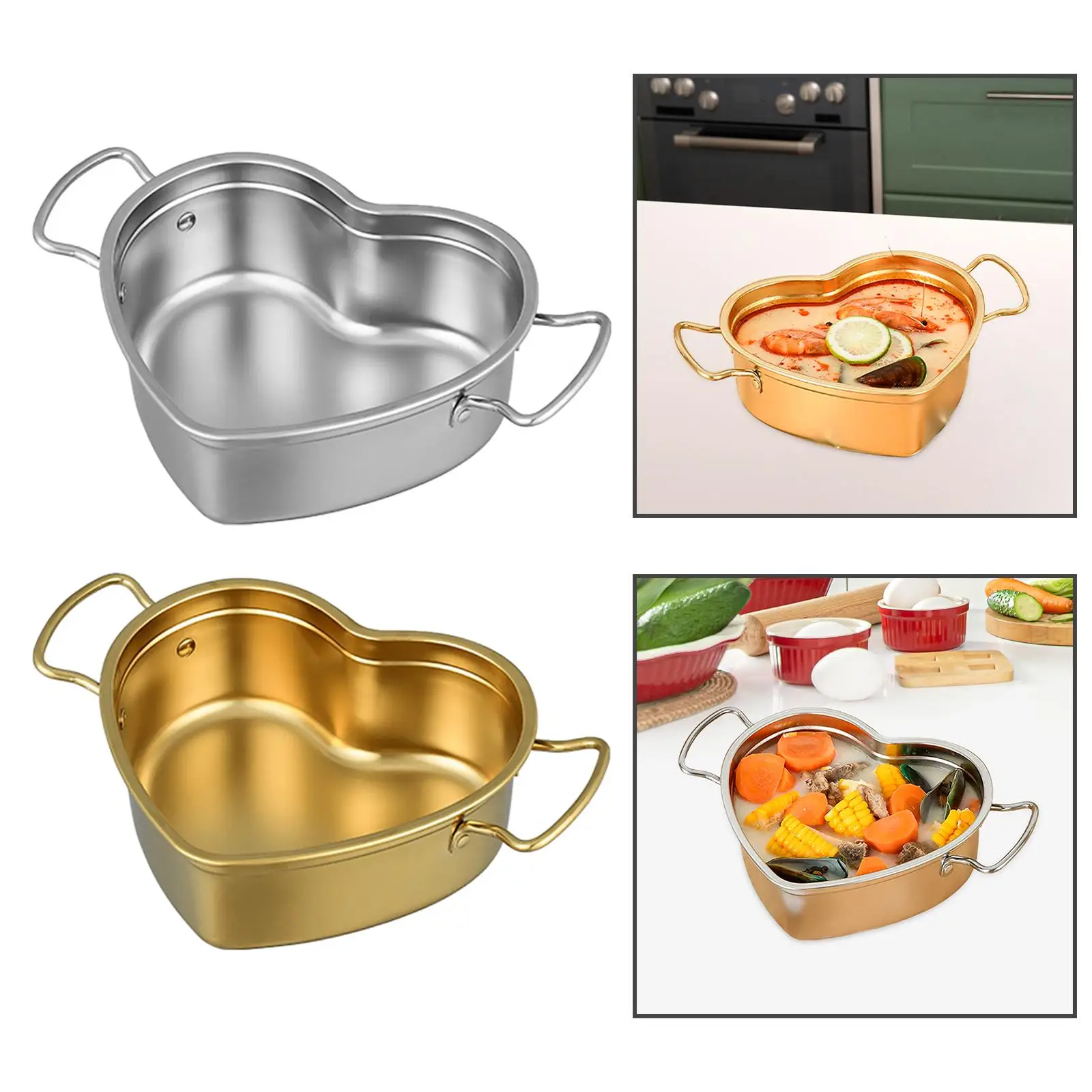 Stainless Steel Stockpot with Doubles Handle Milk Heating Pot for Home