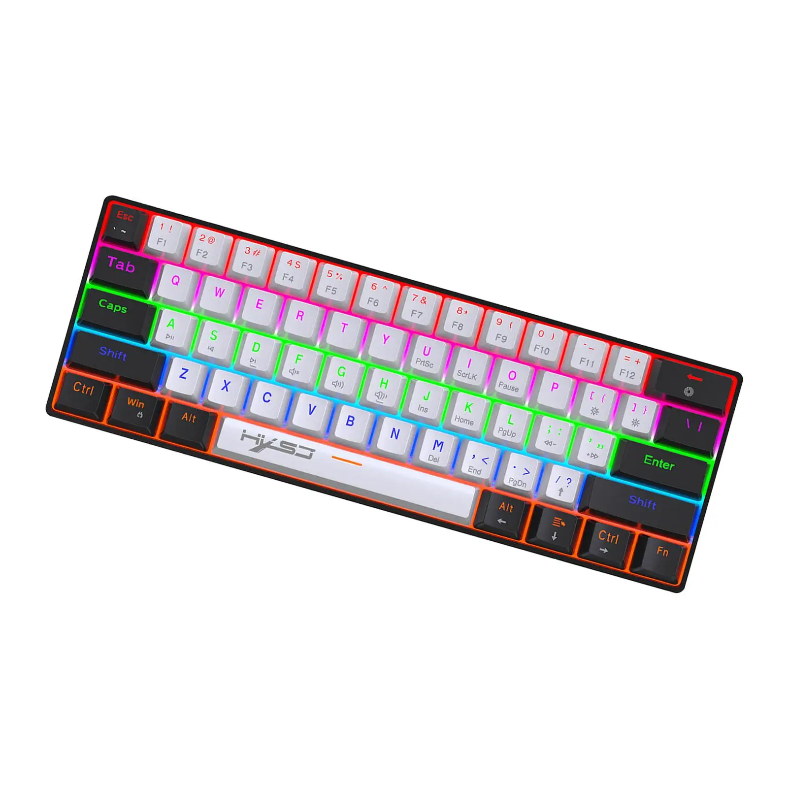 Mechanical Keyboard Portable Backlit USB 60% Compact Mixed Light for Laptop