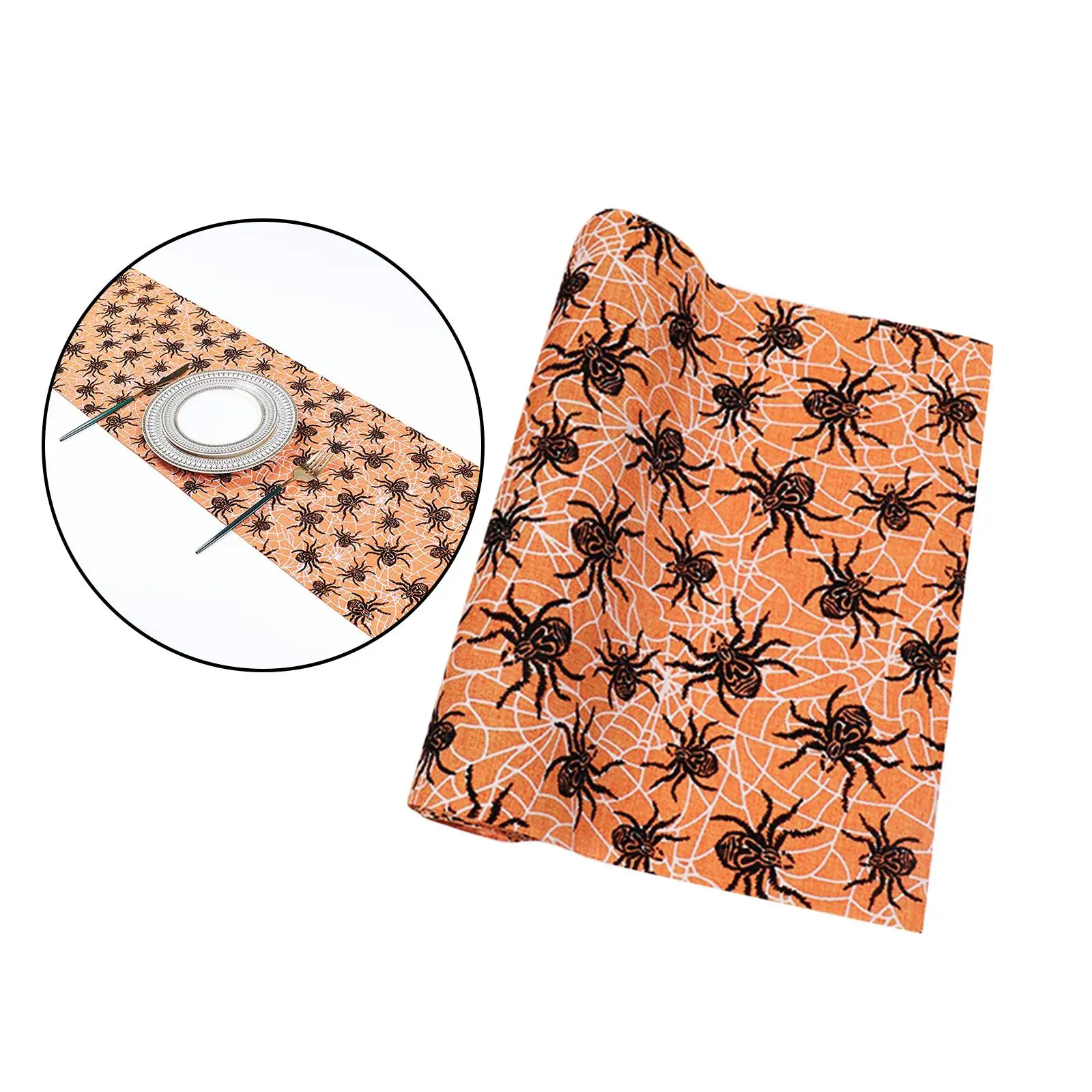 Halloween Table Runner Creative Reusable Durable Rectangle Spider Web Tablecloth for Home Autumn Thanksgiving Restaurant Banquet