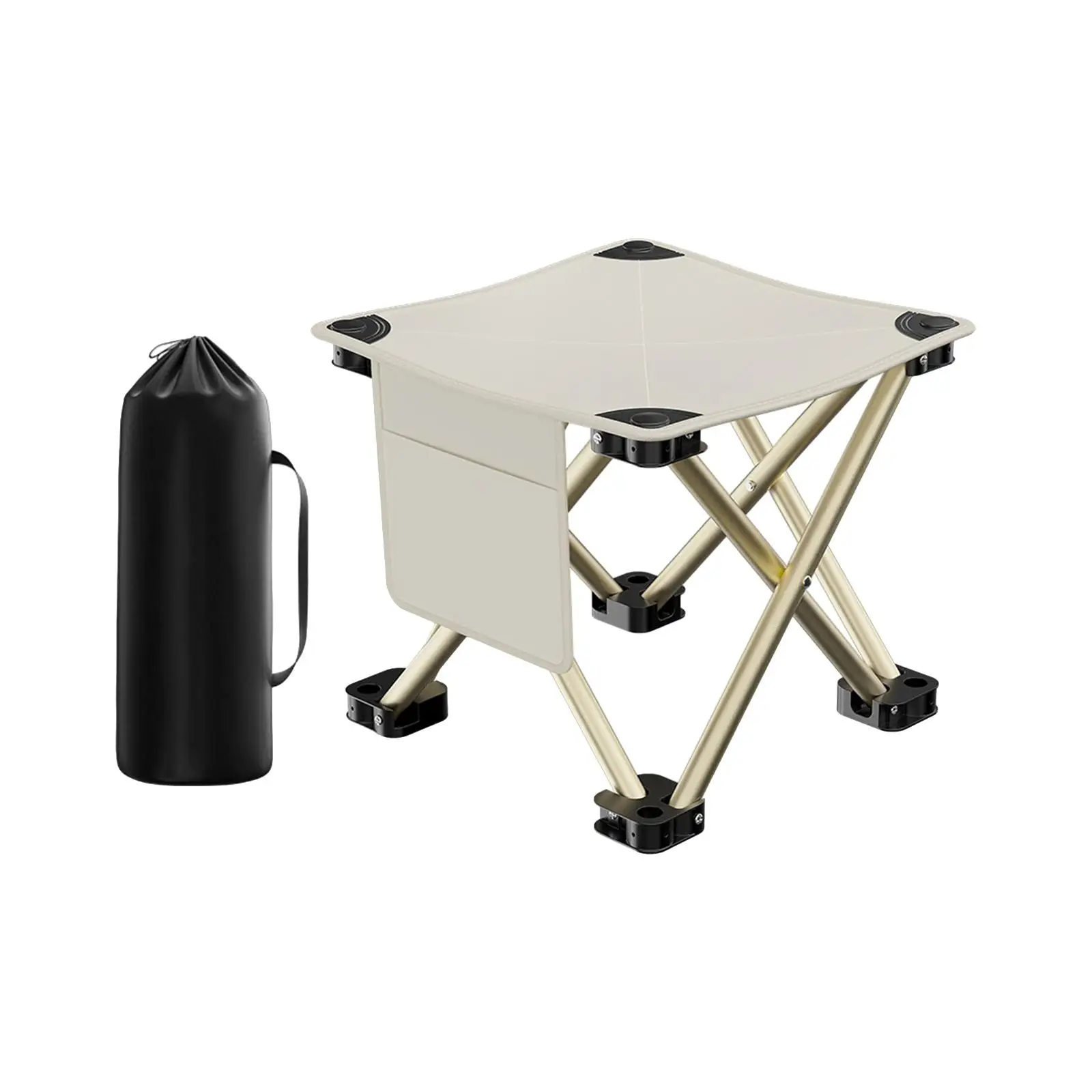 Camping Folding Stool with Side Pocket Folding Chair for Patio Outdoor Lawn
