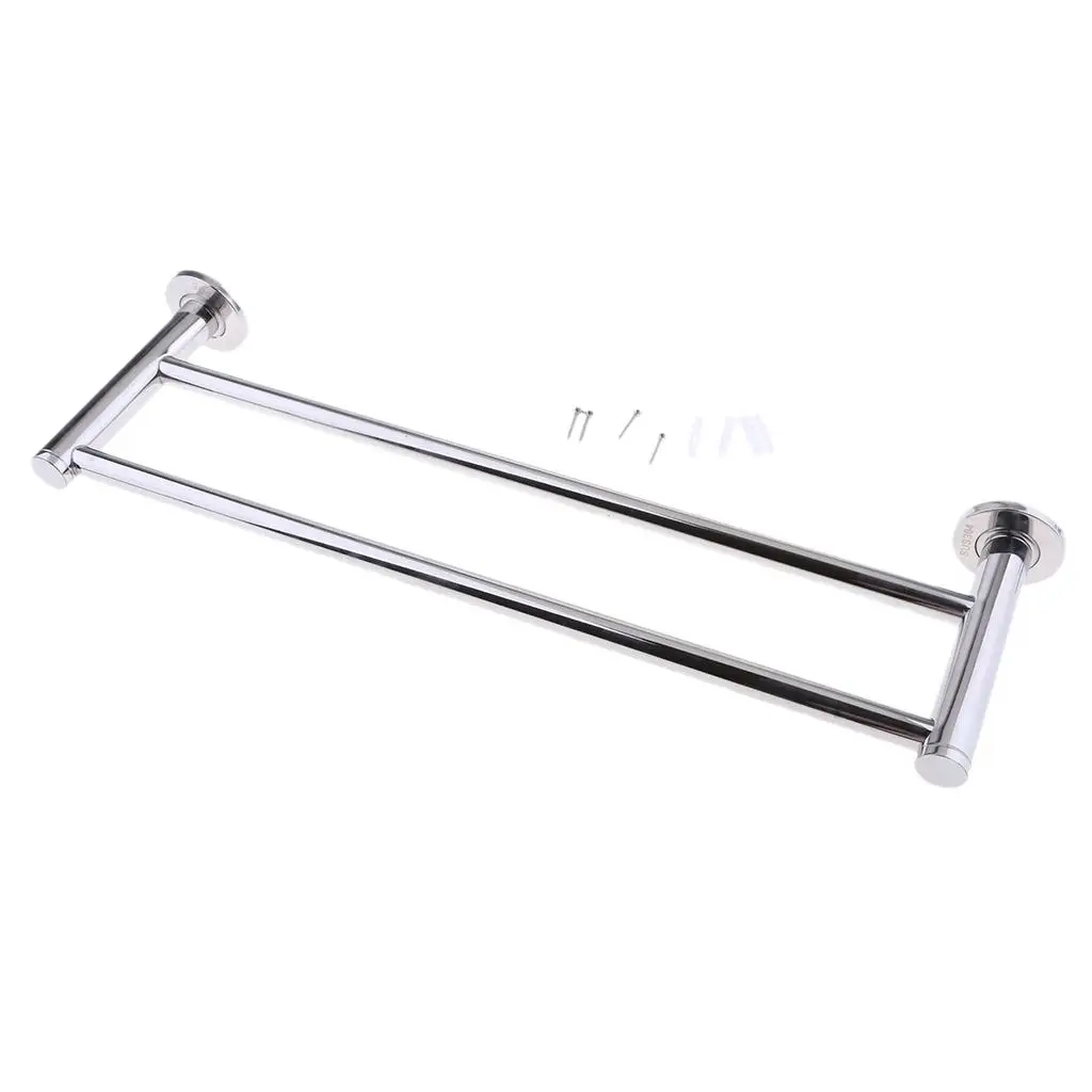 Wall Mounted 18 Inch Double Towel Bar Modern Style Dual Towel Hanger Rack