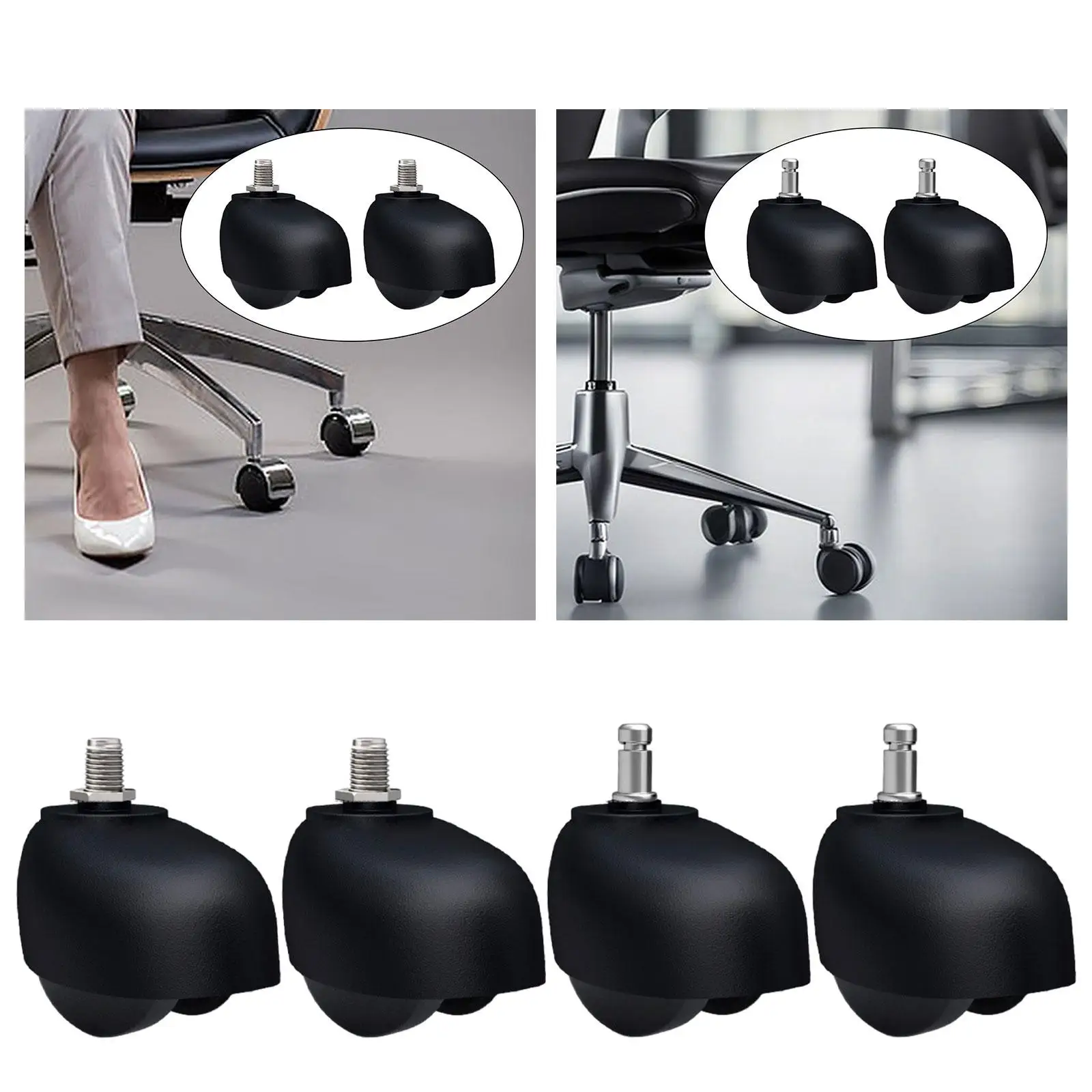 2 Pieces Replacement Office Chair Wheels, Desk Chair Wheels, Universal Heavy Duty Swivel Chair Wheels, for Computer Chairs