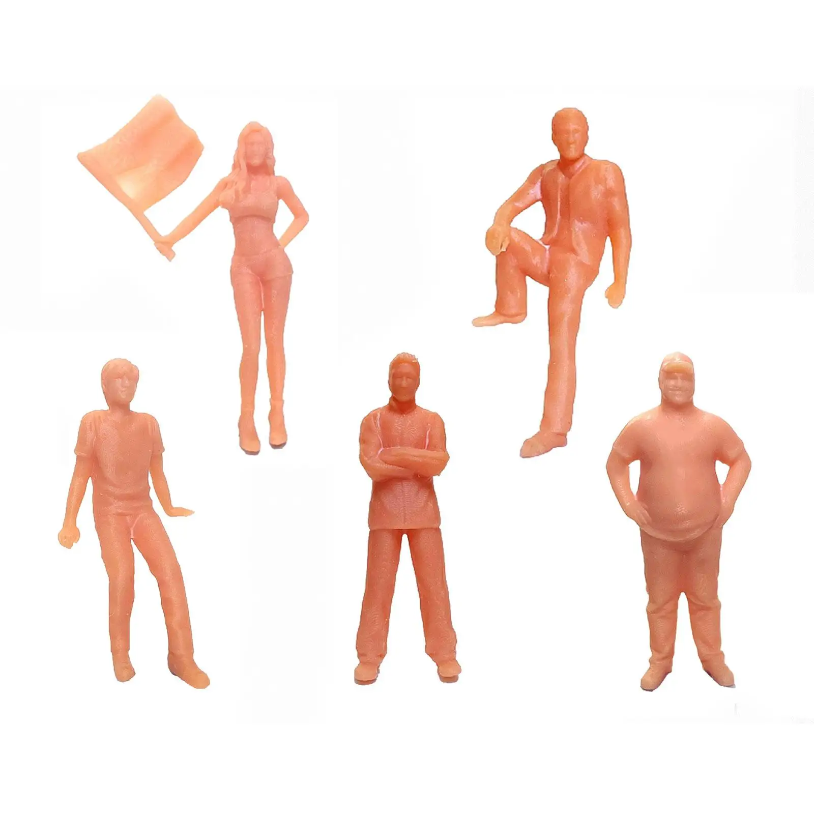 5Pcs 1/64 Figures Set Assorted Poses Unpainted Figures Tiny People for Architectural Layout Project Diorama Sand Table Decor