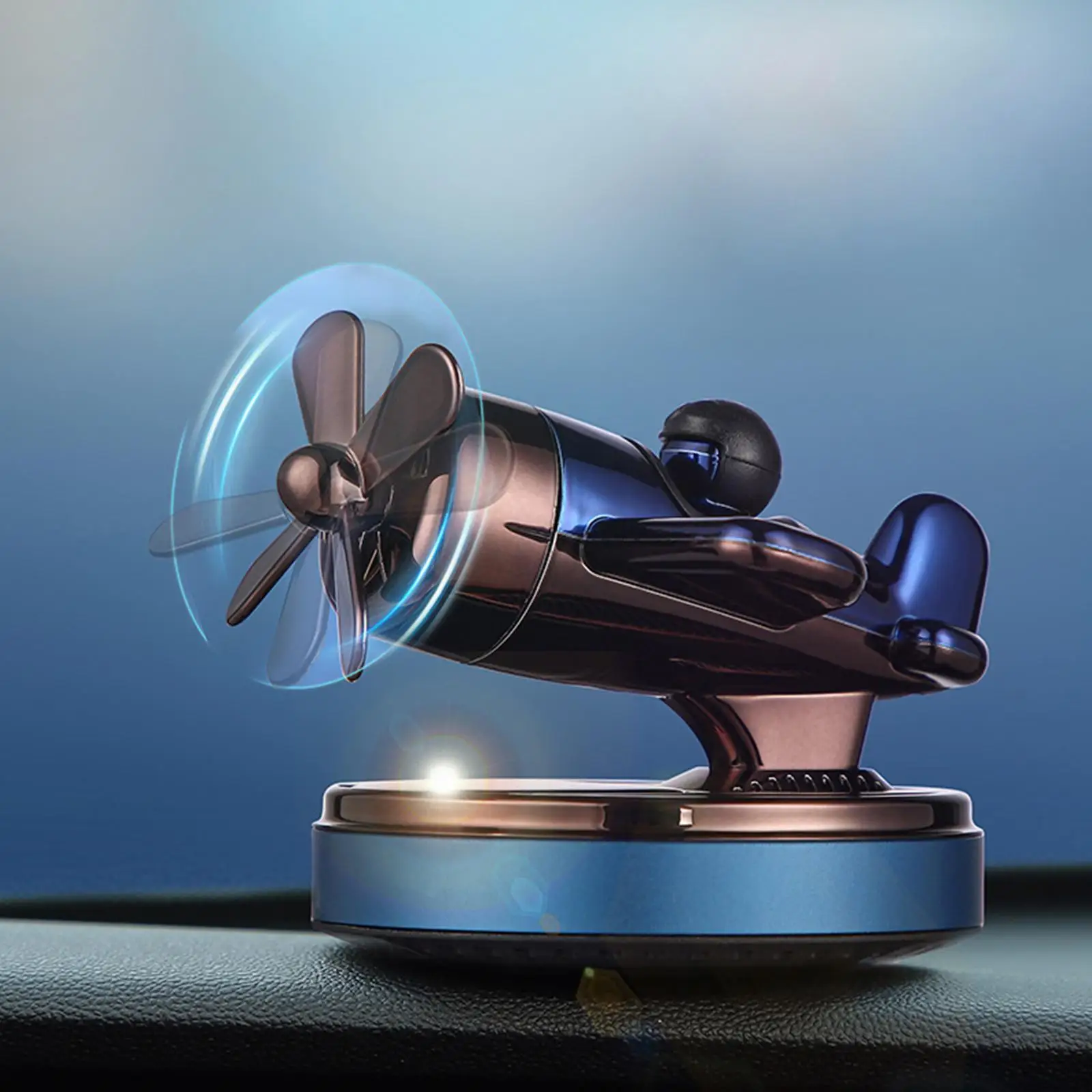 Car Air Freshener Solar Powered Airplane Figurine Rotates Automatically Desk