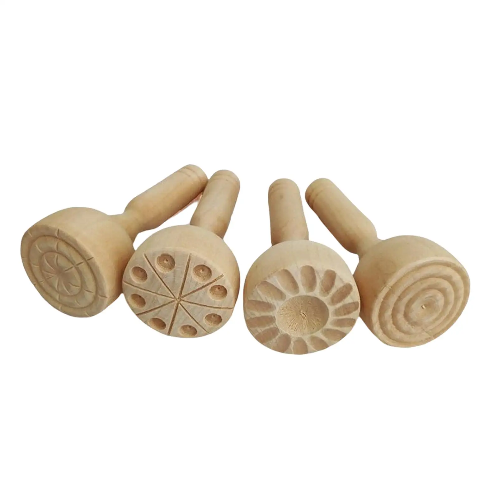4x Traditional Wooden seal Making Molds DIY Decoration Press Molds Tools for Activity Supplies Toddler Art Craft Child