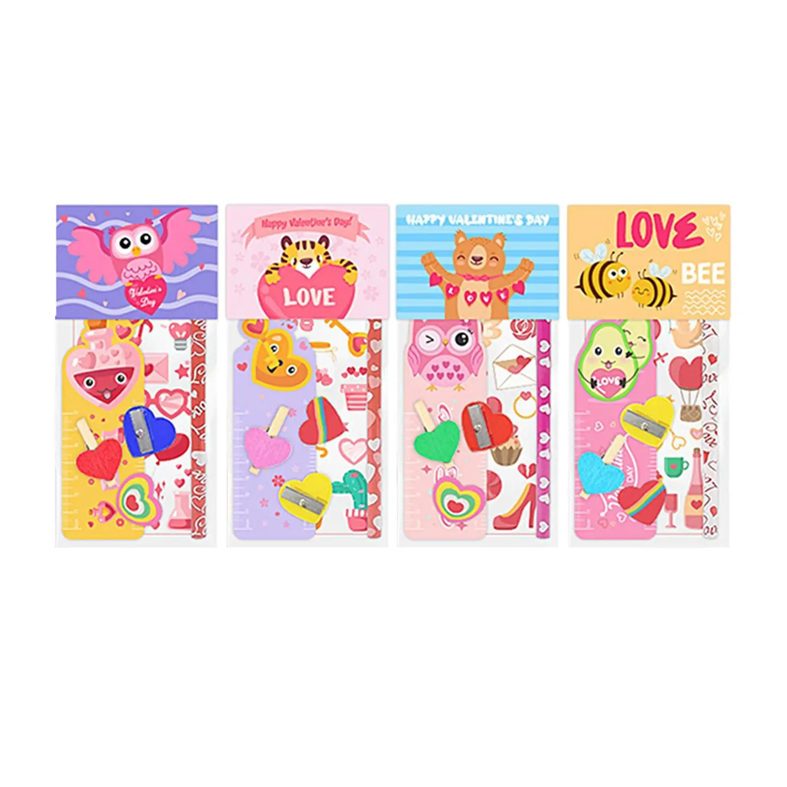 Valentines Day Stationery Set Valentine`s Day Party Favors Stationery Gift with Pencils for Friend Student Boys Children Kids