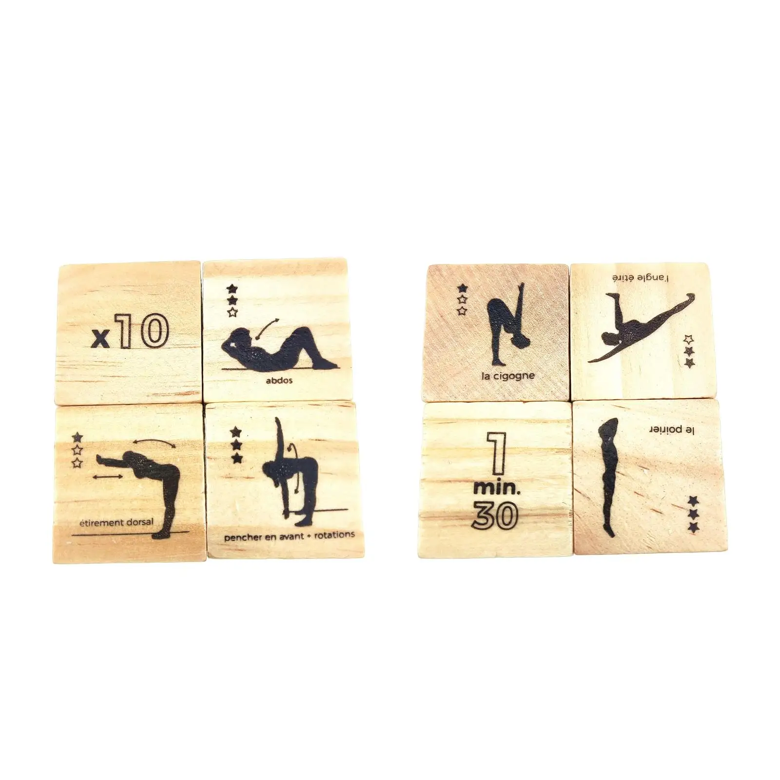 4 Pieces Wooden Yoga Dice Set Practice Guide Pose Workout Exercise Dices D4 for