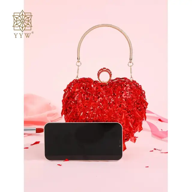 Red heart shape crystal clutch bag Rhinestone evening bag metal Ladies  party purse Heart shaped diamond Ladies Wedding Bag 88167 - AliExpress