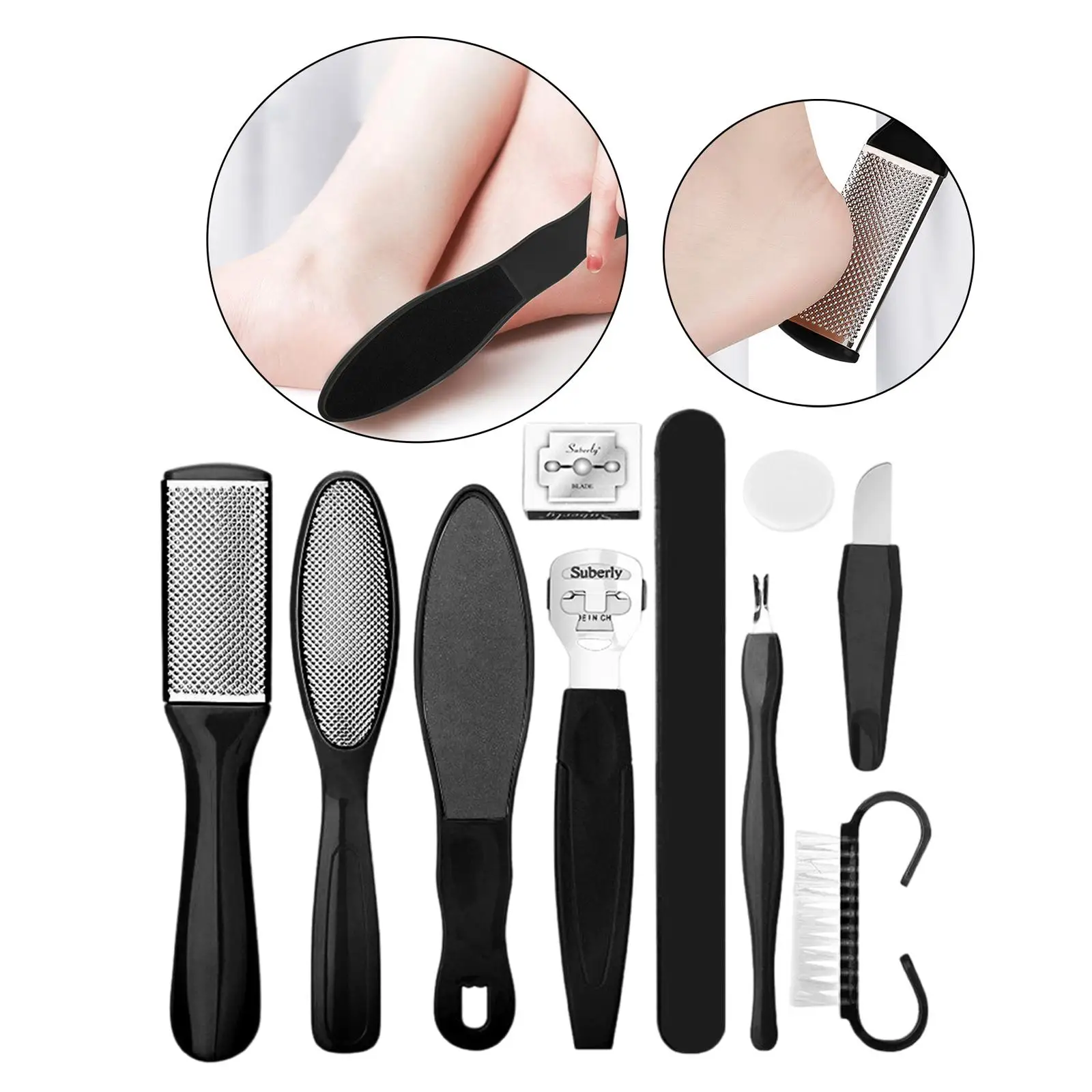 Pedicure Kit Stainless Steel Foot Rasp Peel Scrubber Functional for Woman and Men