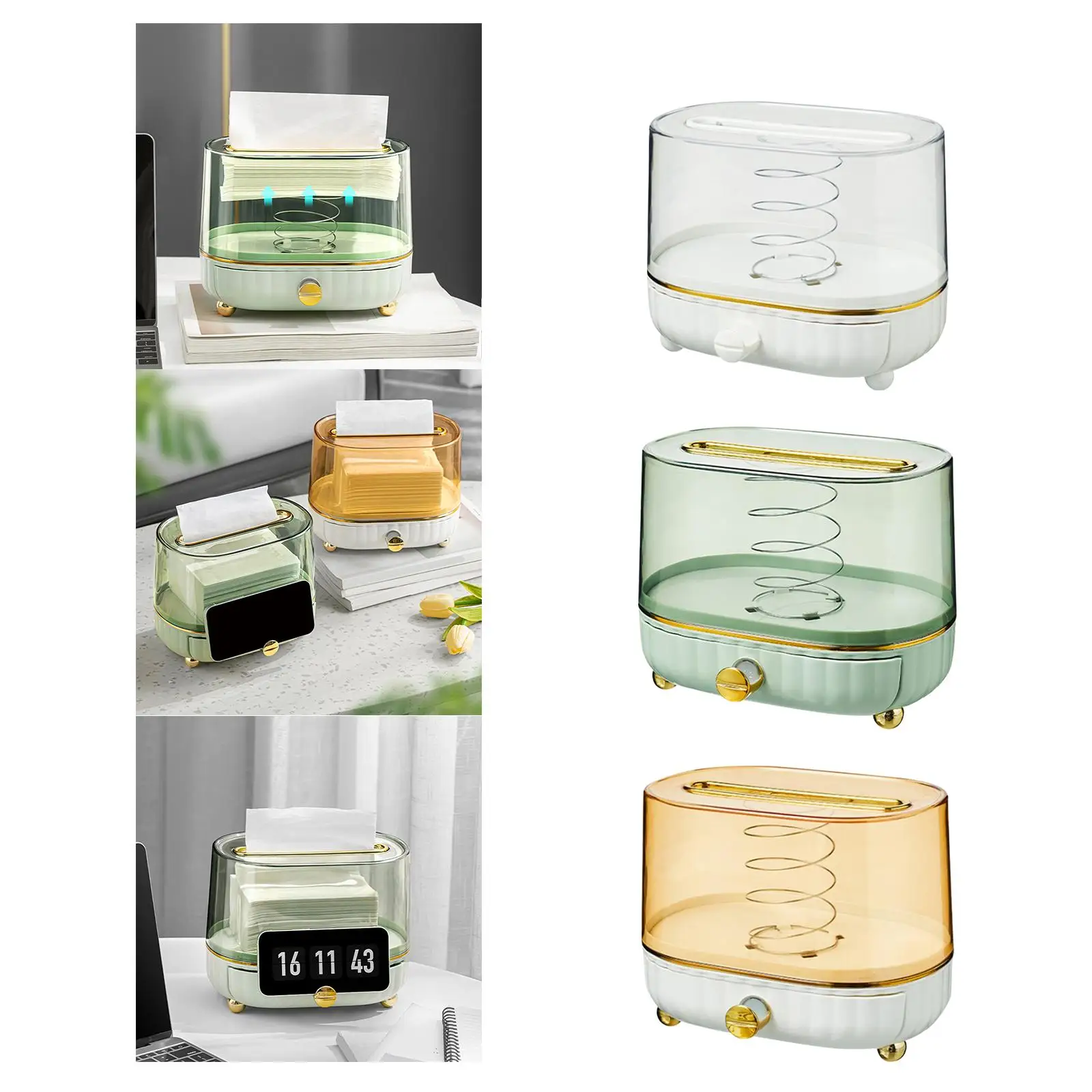 Tissue Box Cover Napkin Dispenser Transparent for Bedroom Bedside Durable