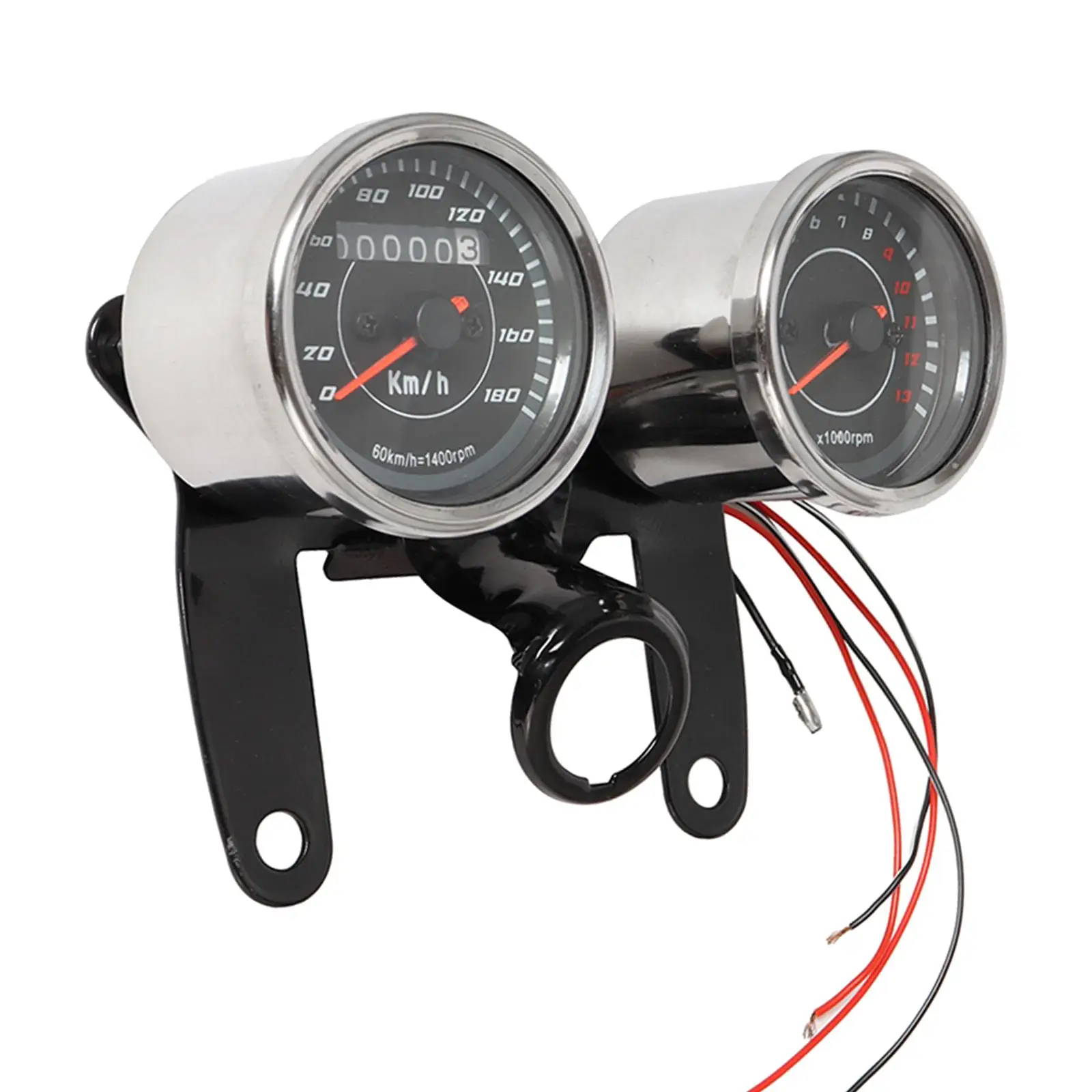 2-in-1 Motorcycle Speedometer Odometer LED Backlight 13000RPM Tachometer 12V