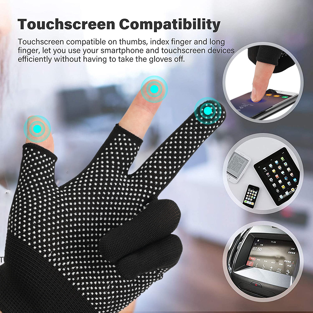 Non-slip Nylon Gloves for Safety Work Outdoor Cycling Breathable Half Finger Gloves Mittens Men Fingerless Touchscreen Gloves