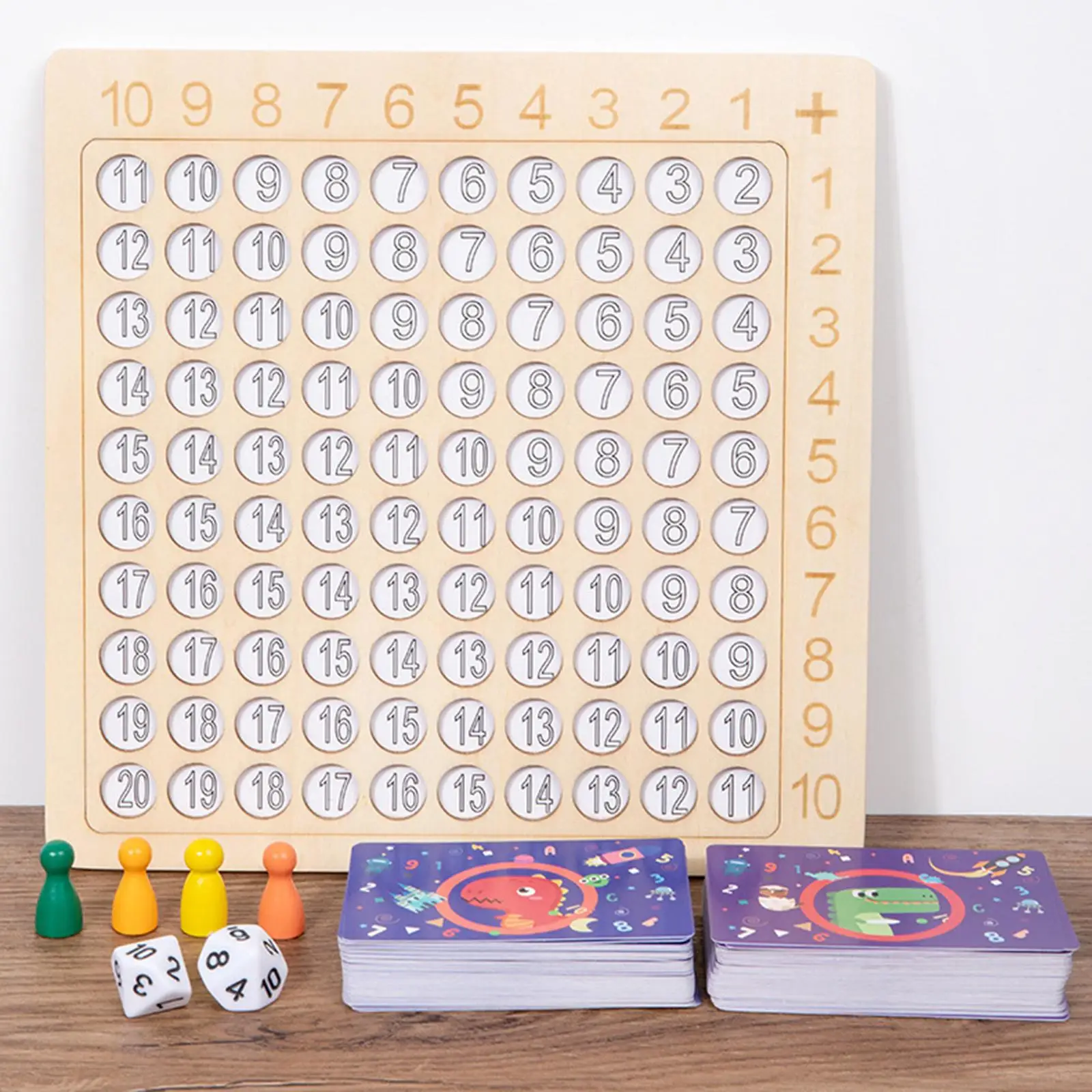 Wooden Math Multiplication Addition Board, Montessori Preschool Learning, Counting Toy Math Table Board for Kids