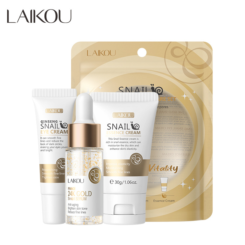 Best of 3pcs / set LAIKOU 24K Golden Vitamin C Sakura Skin Care Sets Face Cream Serum Eye Cream Moisturizing Anti Wrinkles Face Care Kit Reviews & Tips