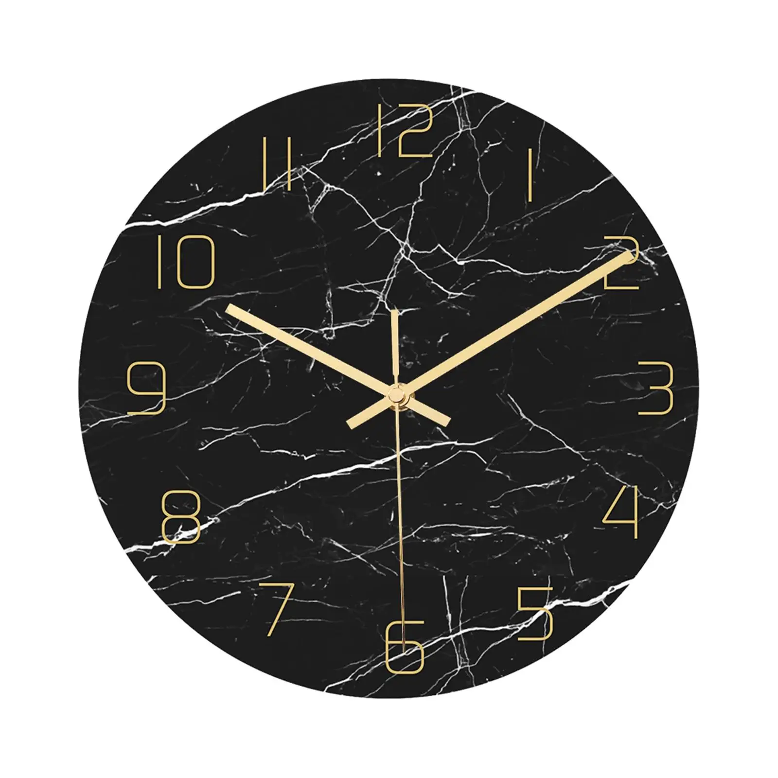 Nordic Wall Clock Marble Texture Non Ticking 12 inch Battery Operated Round Hanging Clock for Home Kitchen Bedroom Decoration