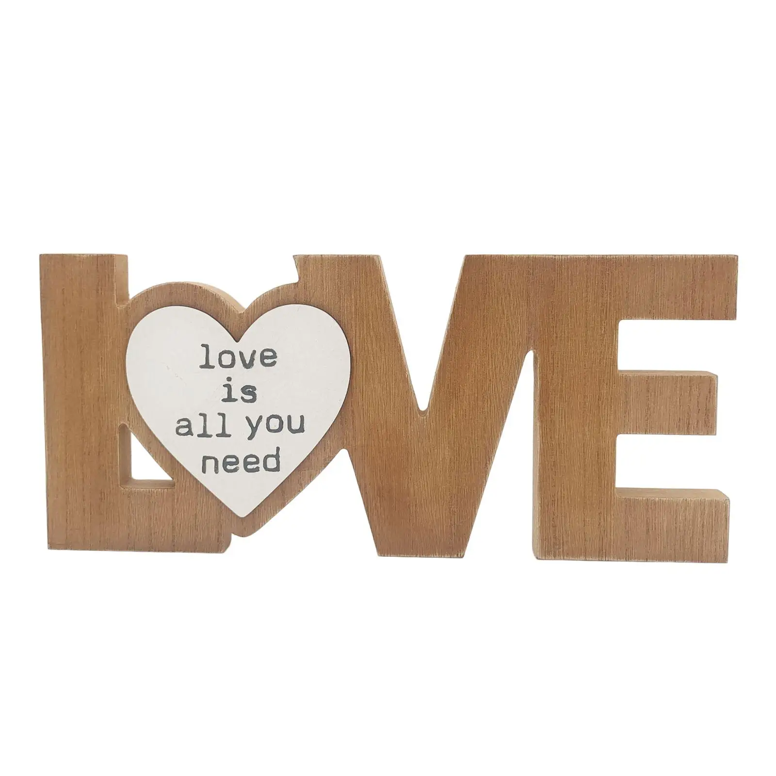 Rustic Wooden Love Words Decorative Sign Free Standing for Valentine`S Day Durable Measure 11.8x5.5x0.8inch Accessory Home Decor