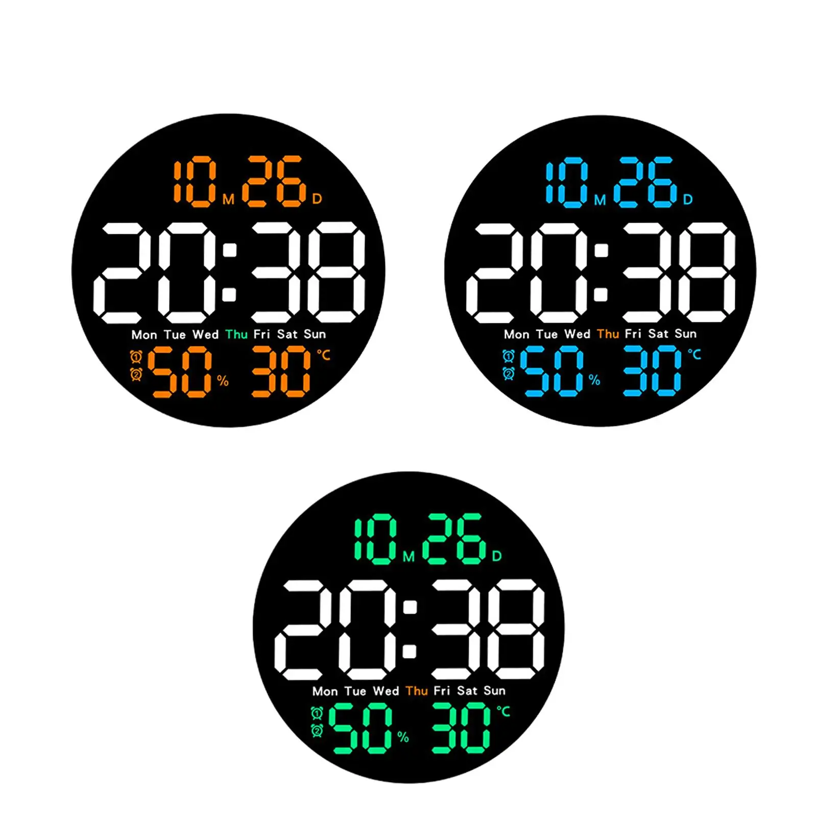 LED Wall Clock Electronic Clock Adults Calendar Temperature/humidity Digital