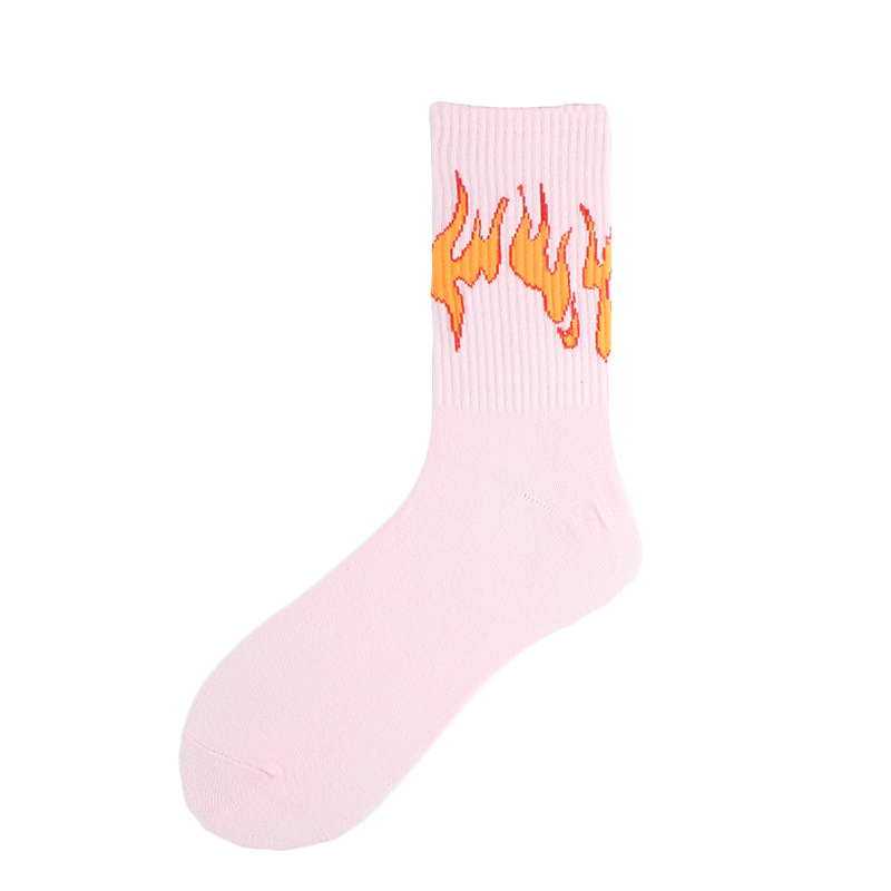 1 Paar Damenmode Hip Hop Hit Color On Fire Crew Socken Red Flame Blaze Power Torch Hot Warmth Street Skateboard Socken – Detail 17